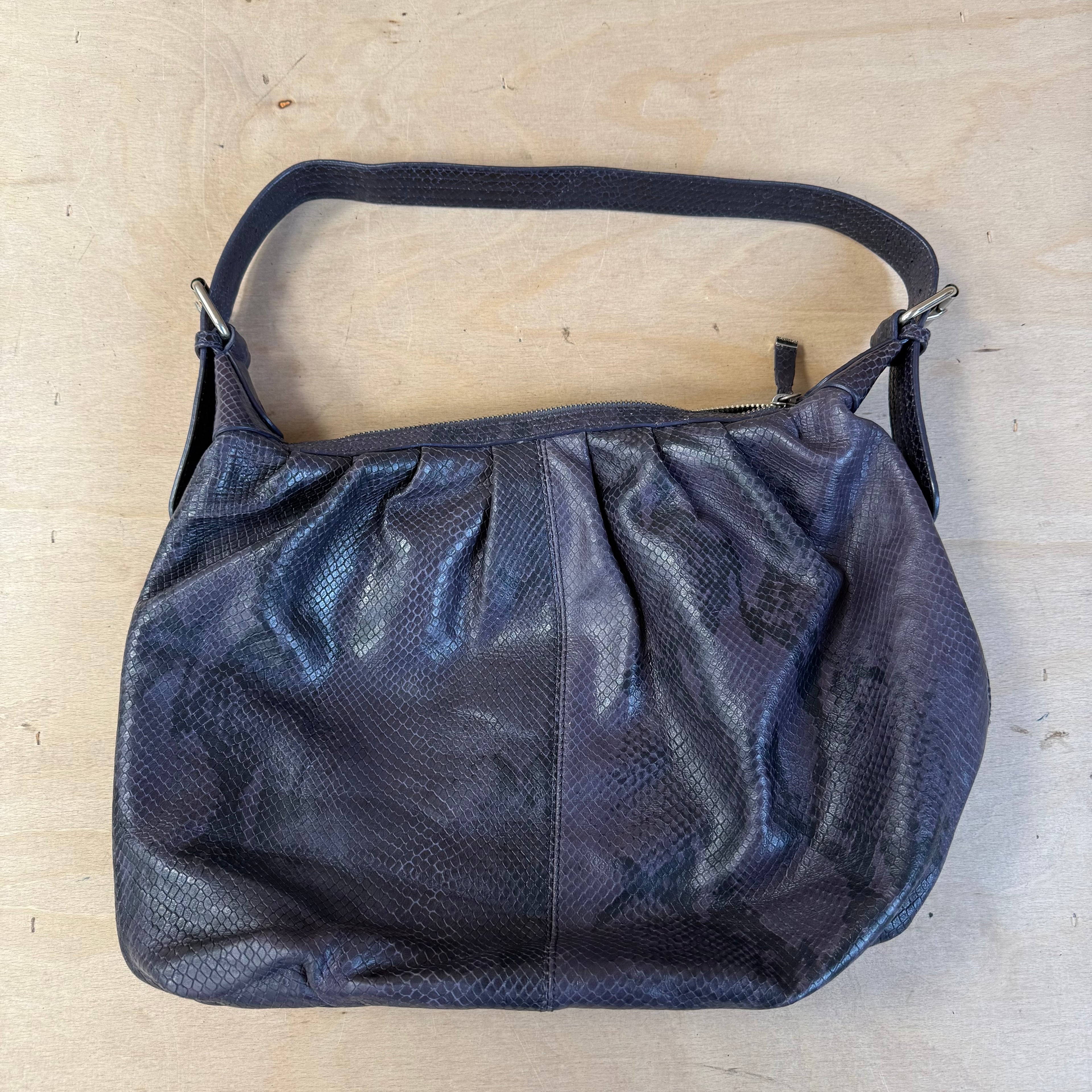 Calvin klein purple shoulder bag textured leather look