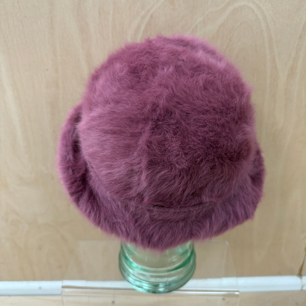 Kangol vintage fluffy berry coloured hat with bow