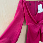 Zara pink berry tie side dress size small brand new