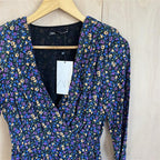 Zara navy floral skater dress