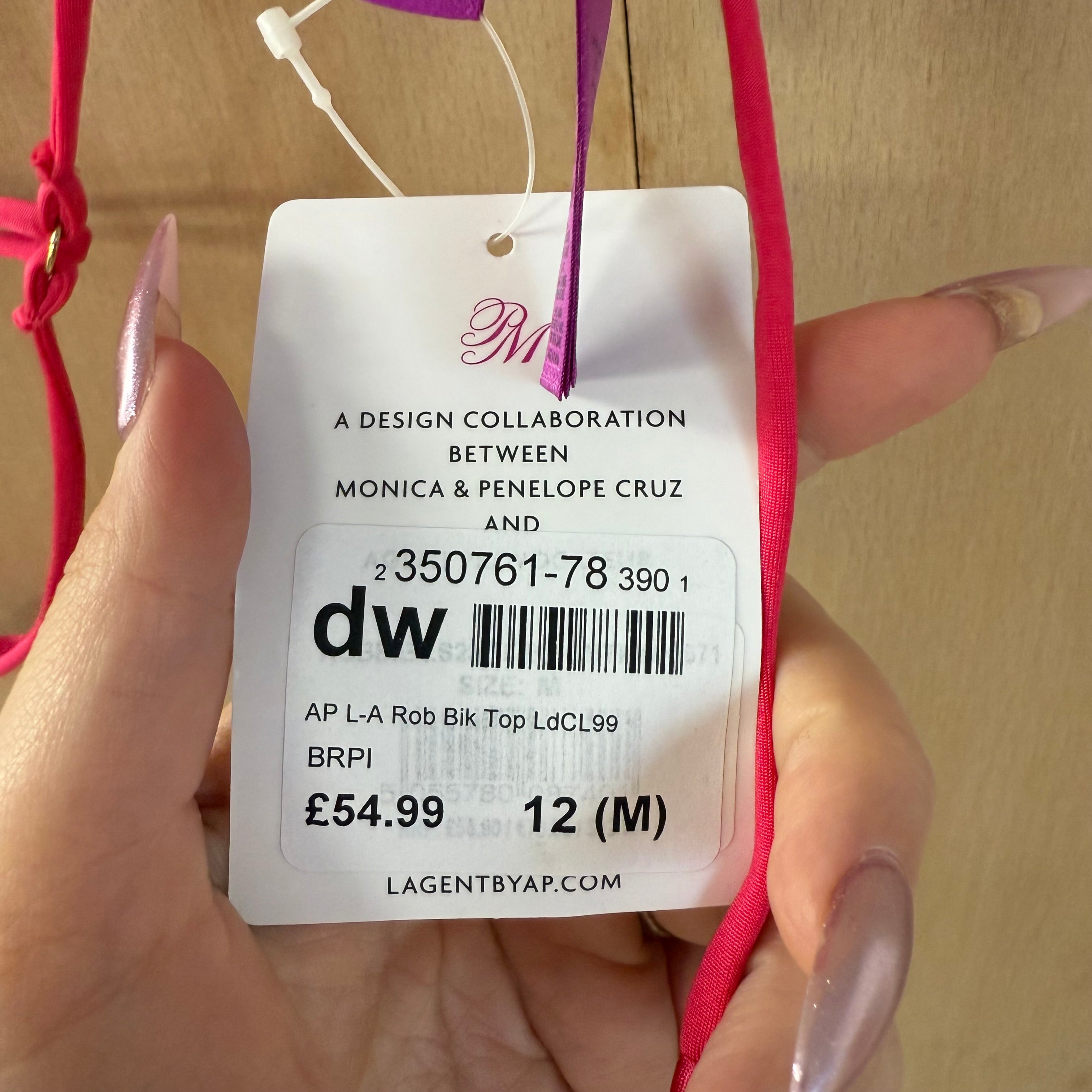 L'Agent provocateur pink bikini top size M brand new