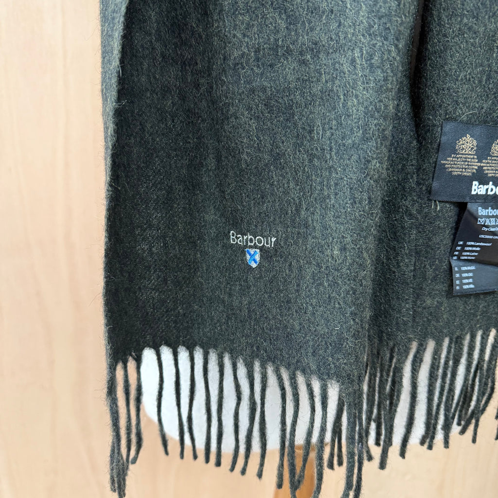 Barbour lambswool scarf seaweed green one size