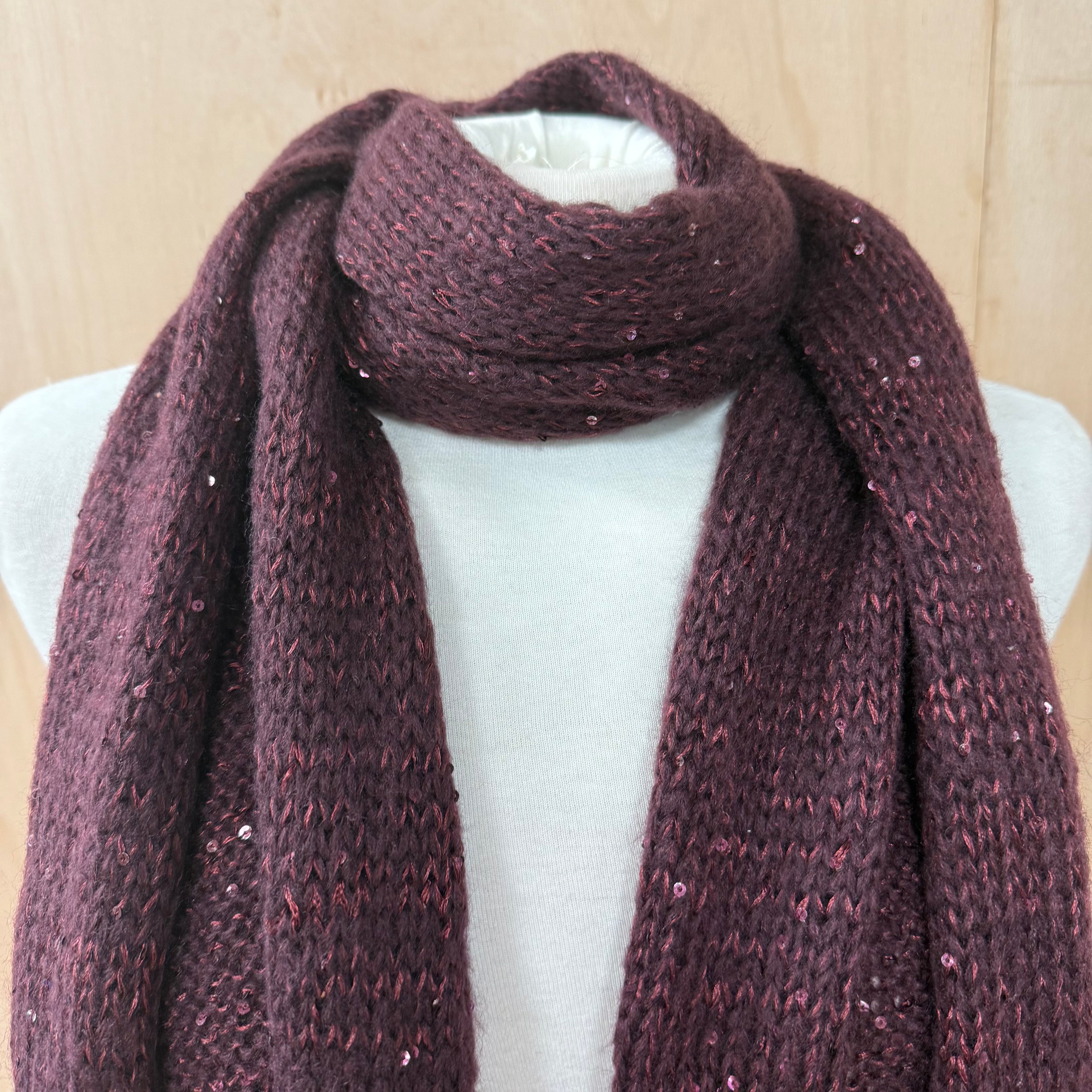 Marks & spencer maroon coloured sequin scarf