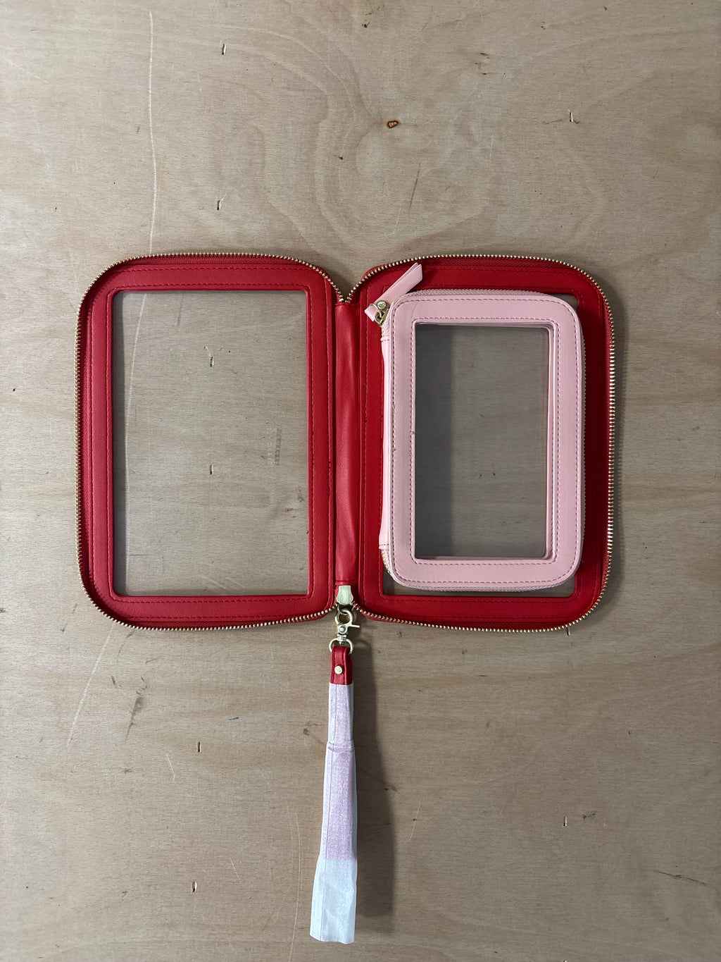 Stackers red and pink clear pouch set