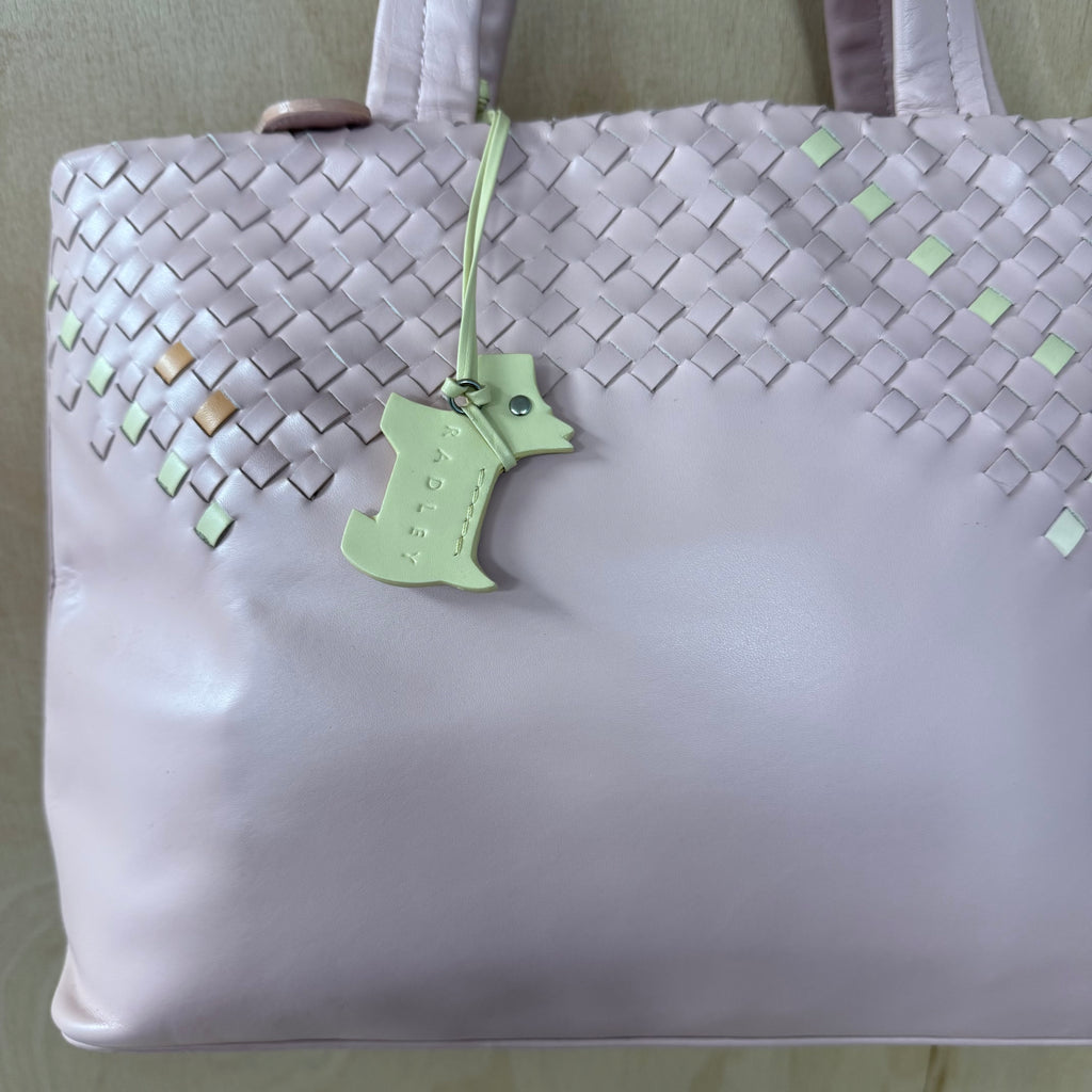 Radley vintage rare pink leather lattice design handbag