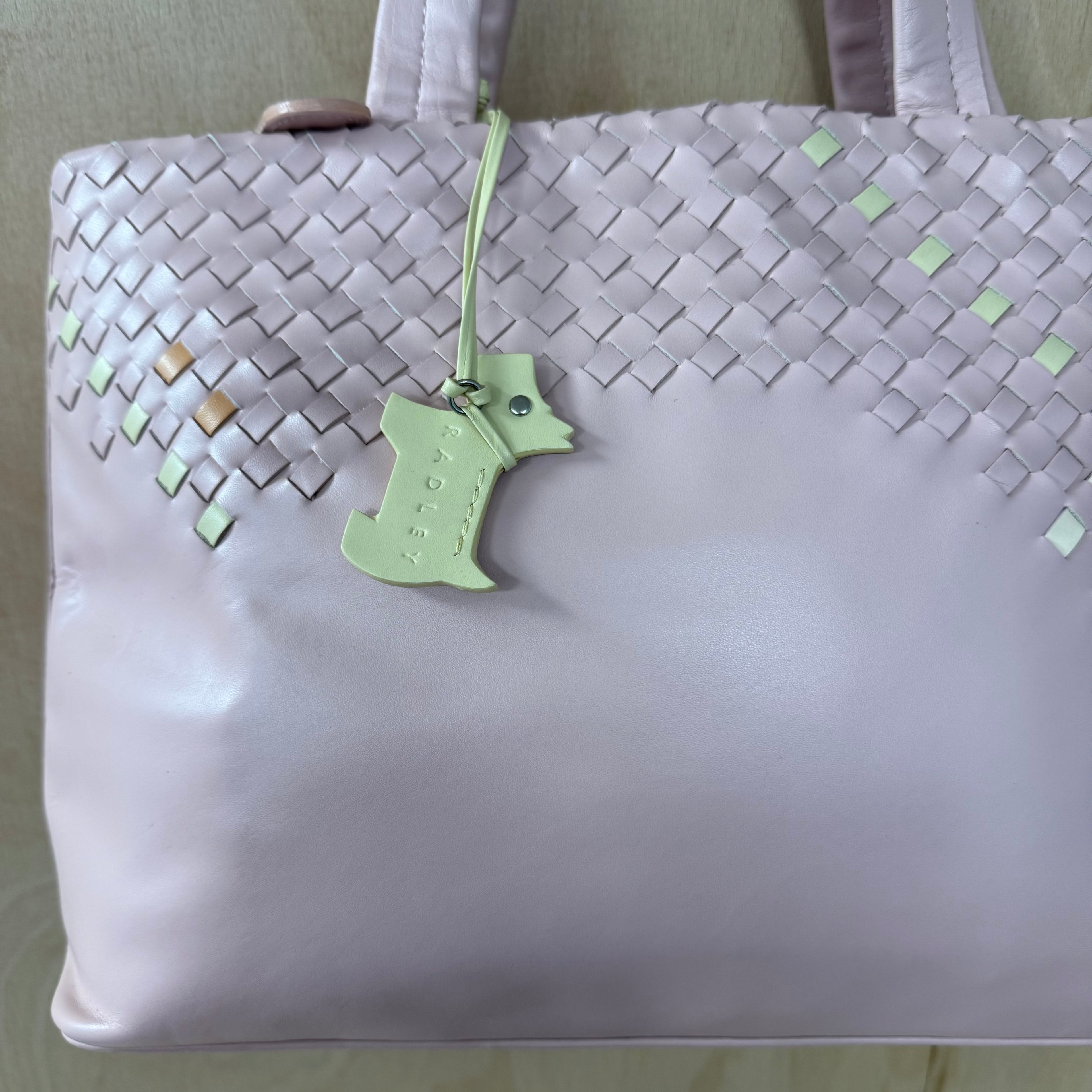 Radley vintage rare pink leather lattice design handbag