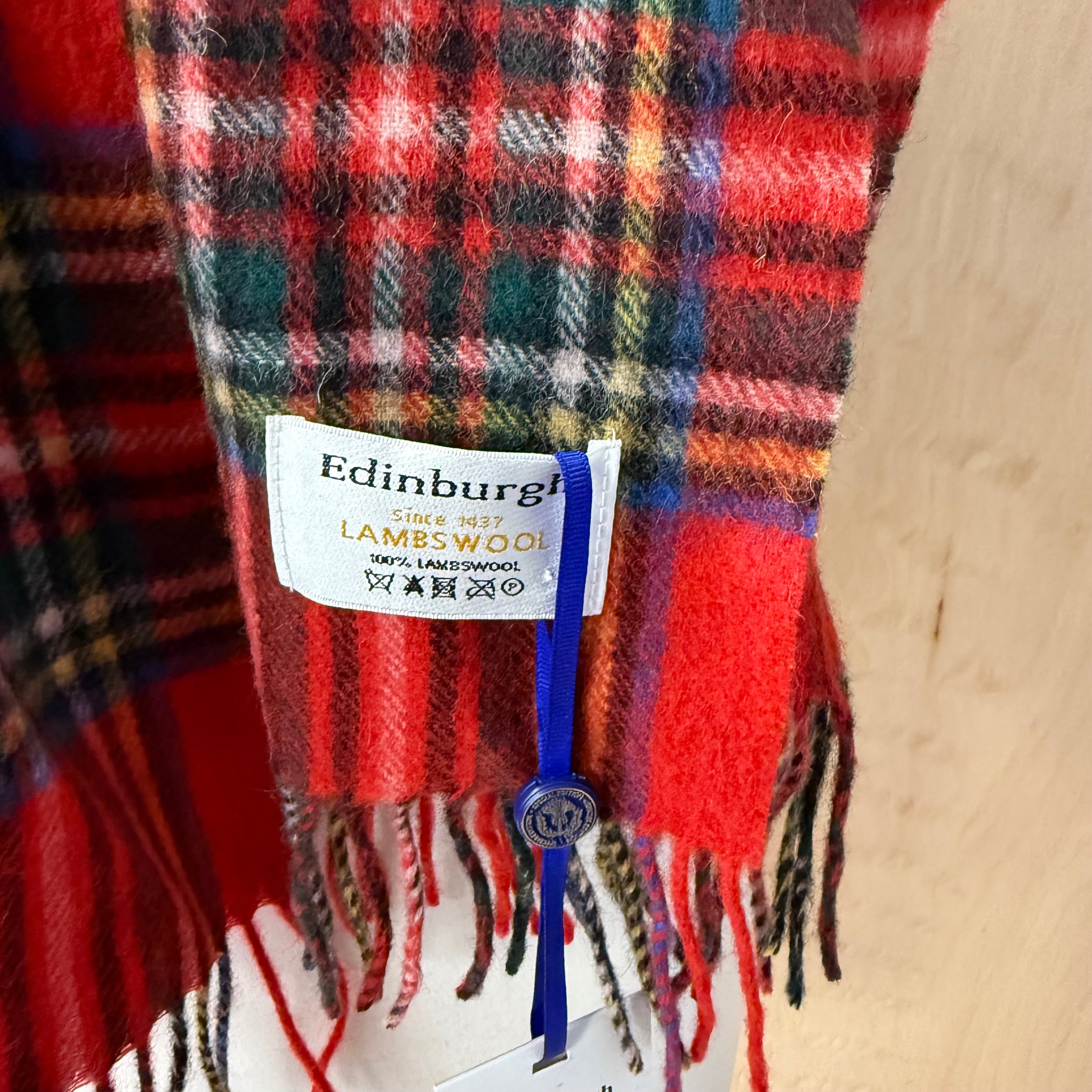 Edinburgh lambswool scarf red tartan brand new with tags