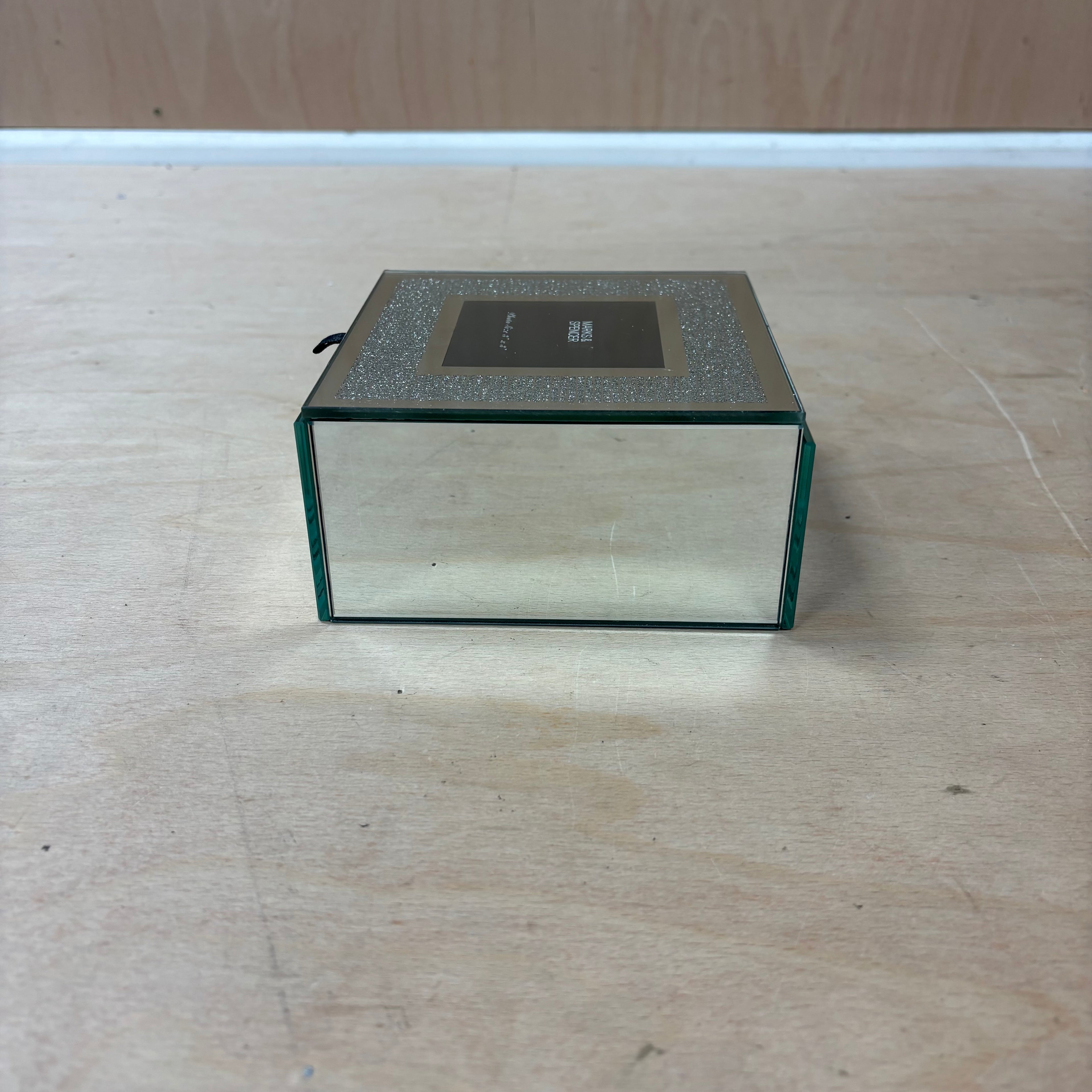 Marks & spencer with love mirror glitter design with photo lid jewellery box new