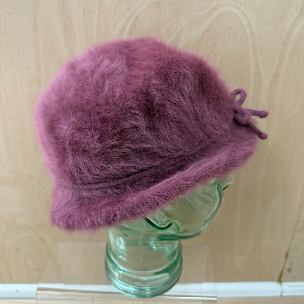 Kangol vintage fluffy berry coloured hat with bow
