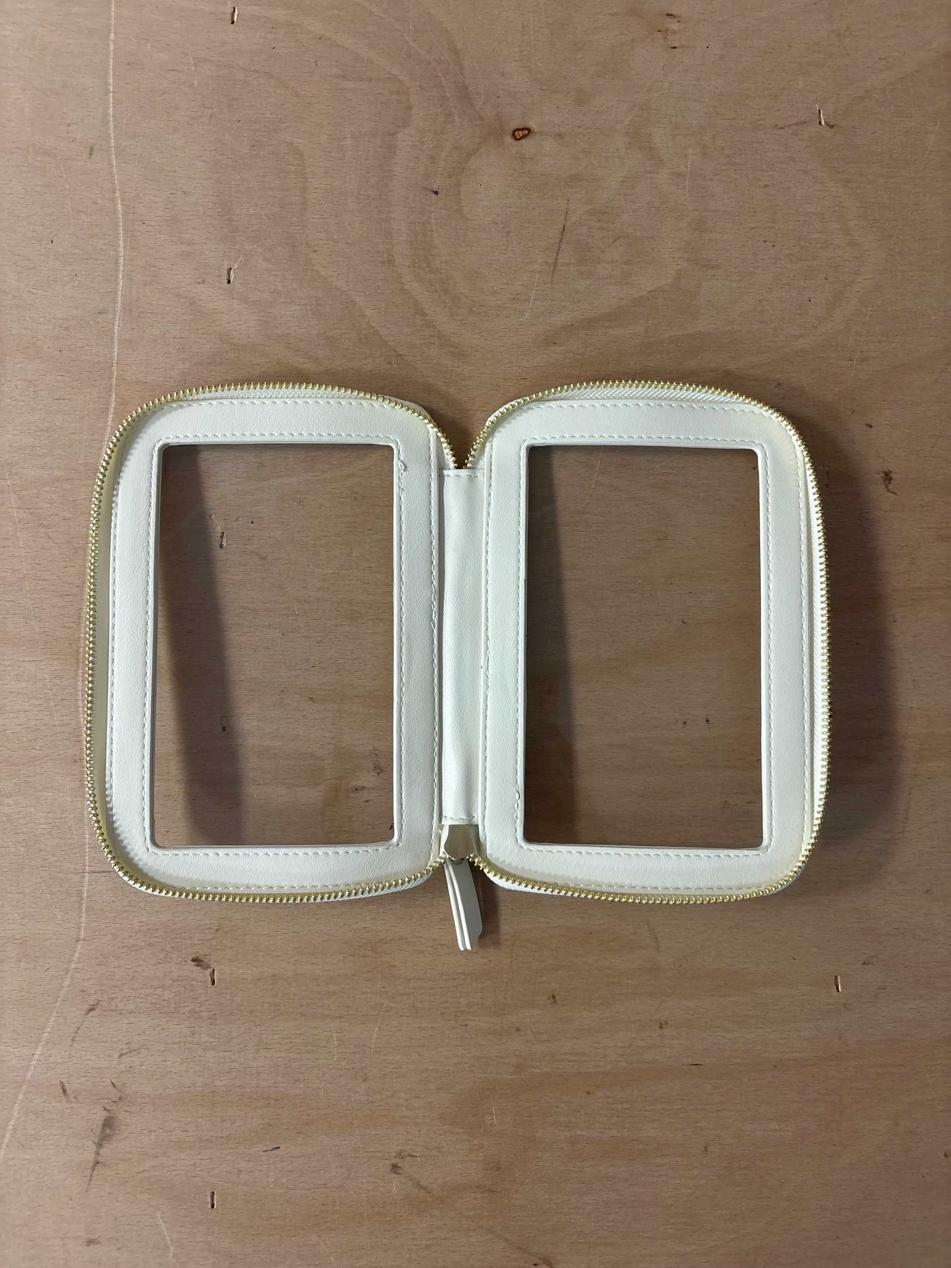 Stackers green and cream clear pouch set