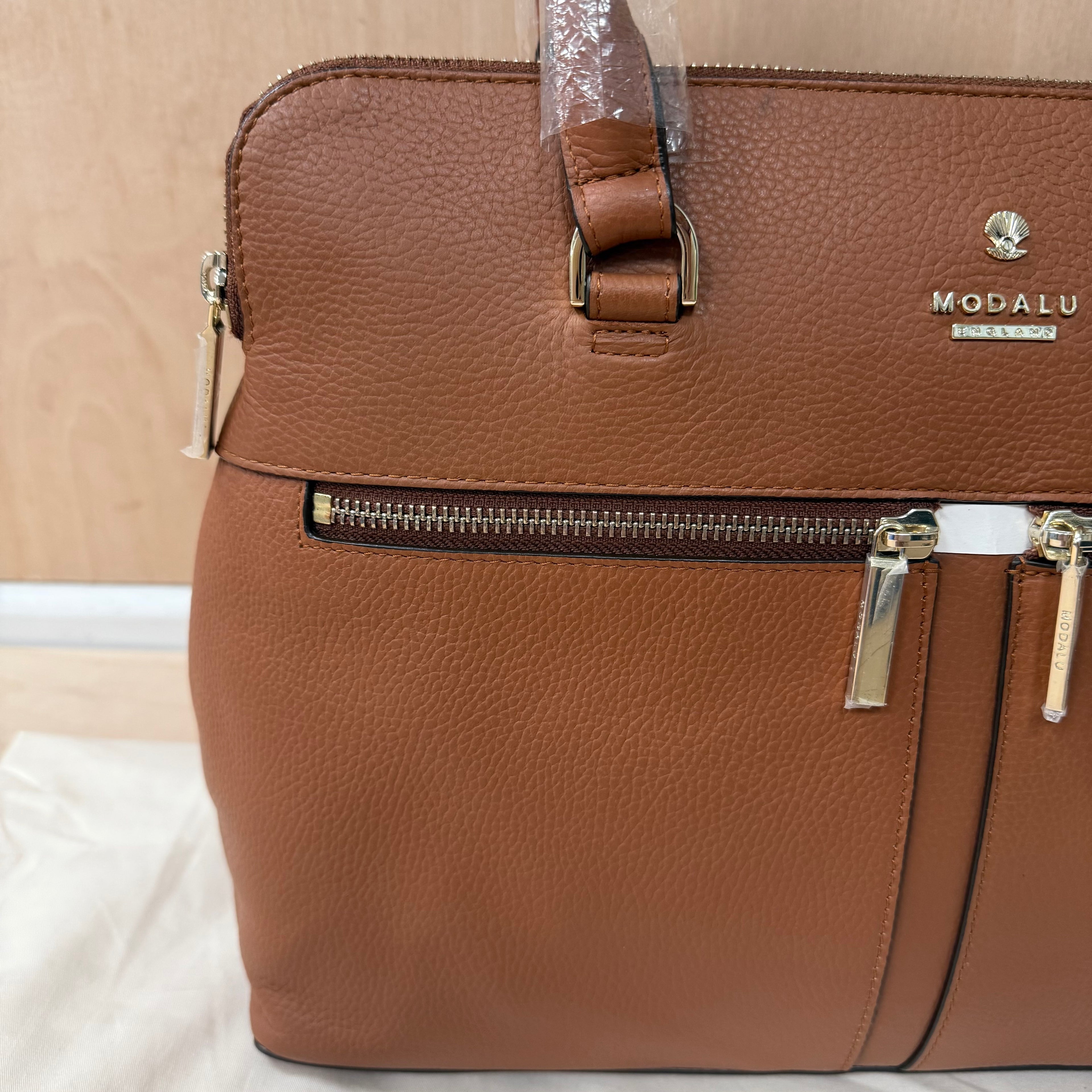 Modalu tan leather pippa handbag with dustbag
