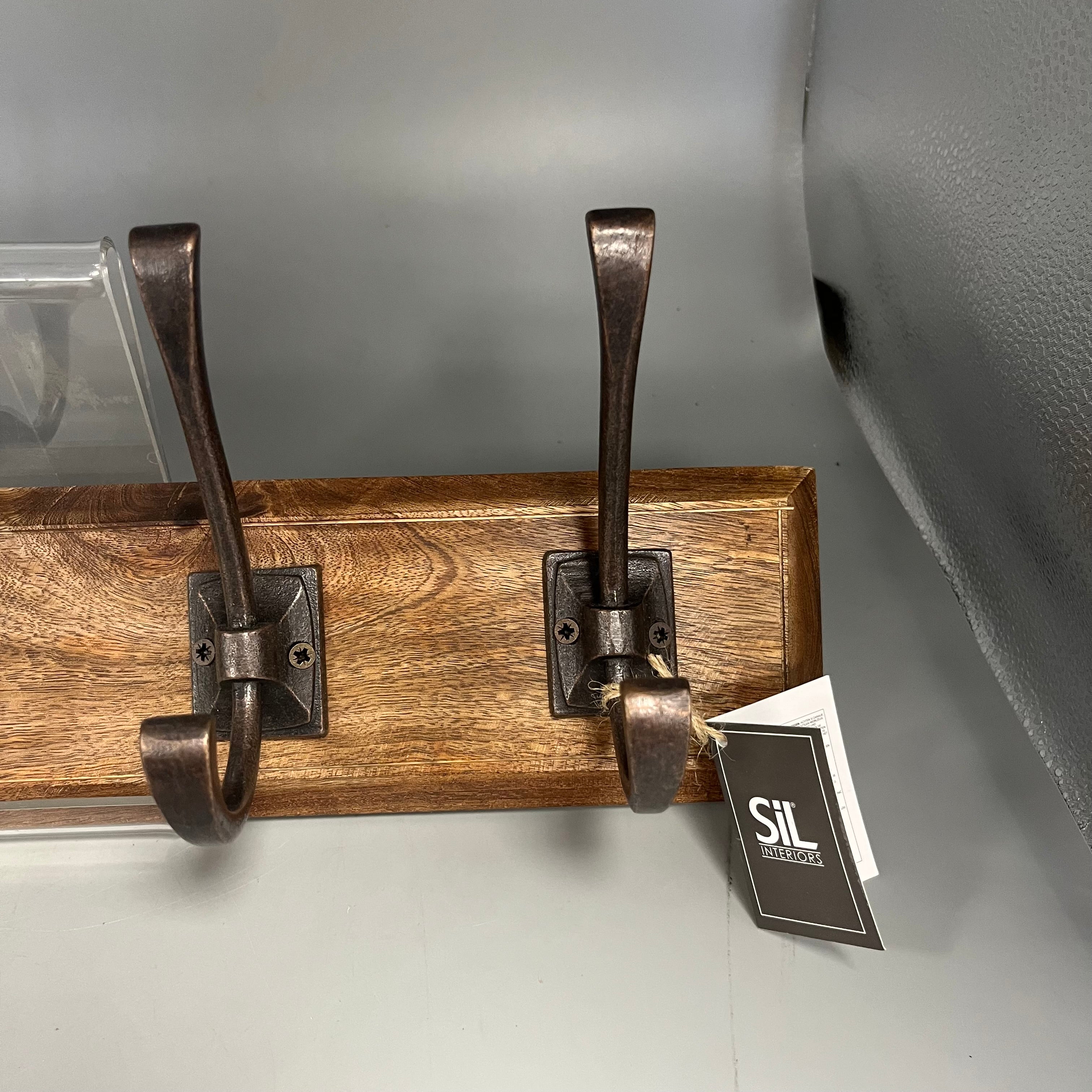 Hooks with wooden base