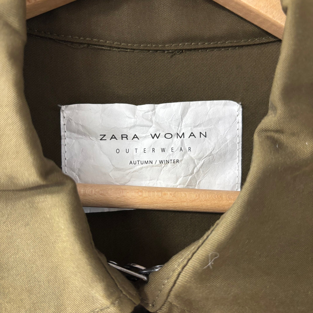 Zara outwear green trench coat size small