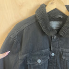 Men's C&A black denim shearling jacket size XL