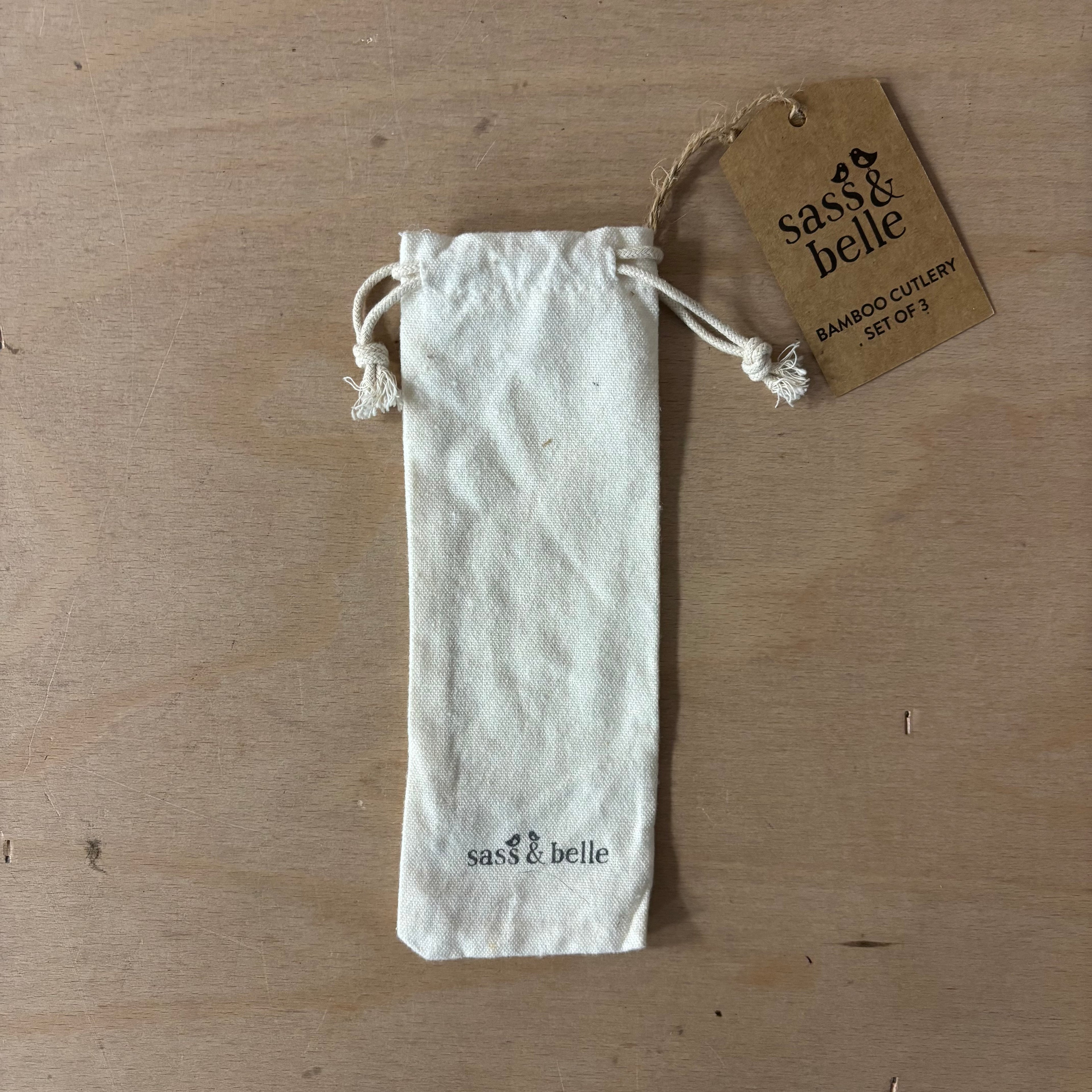 Sass & Belle bamboo cutlery set of 3 knife fork and spoon