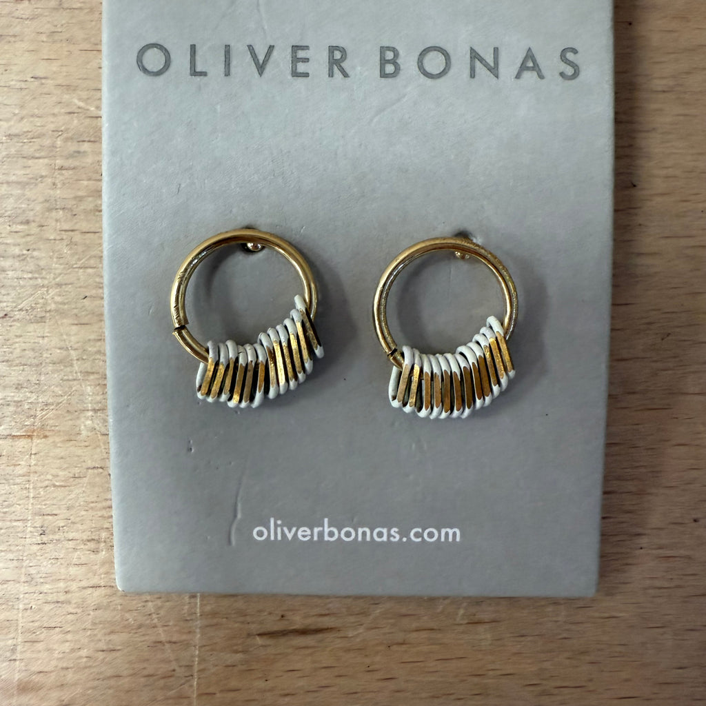Oliver bonas white & gold stud & loop earrings