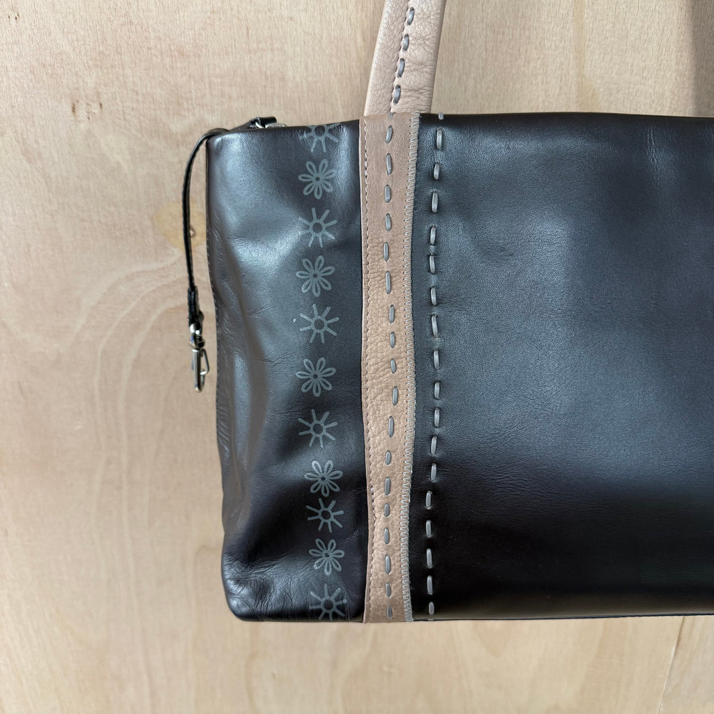 Radley brown leather shoulder bag with floral detail