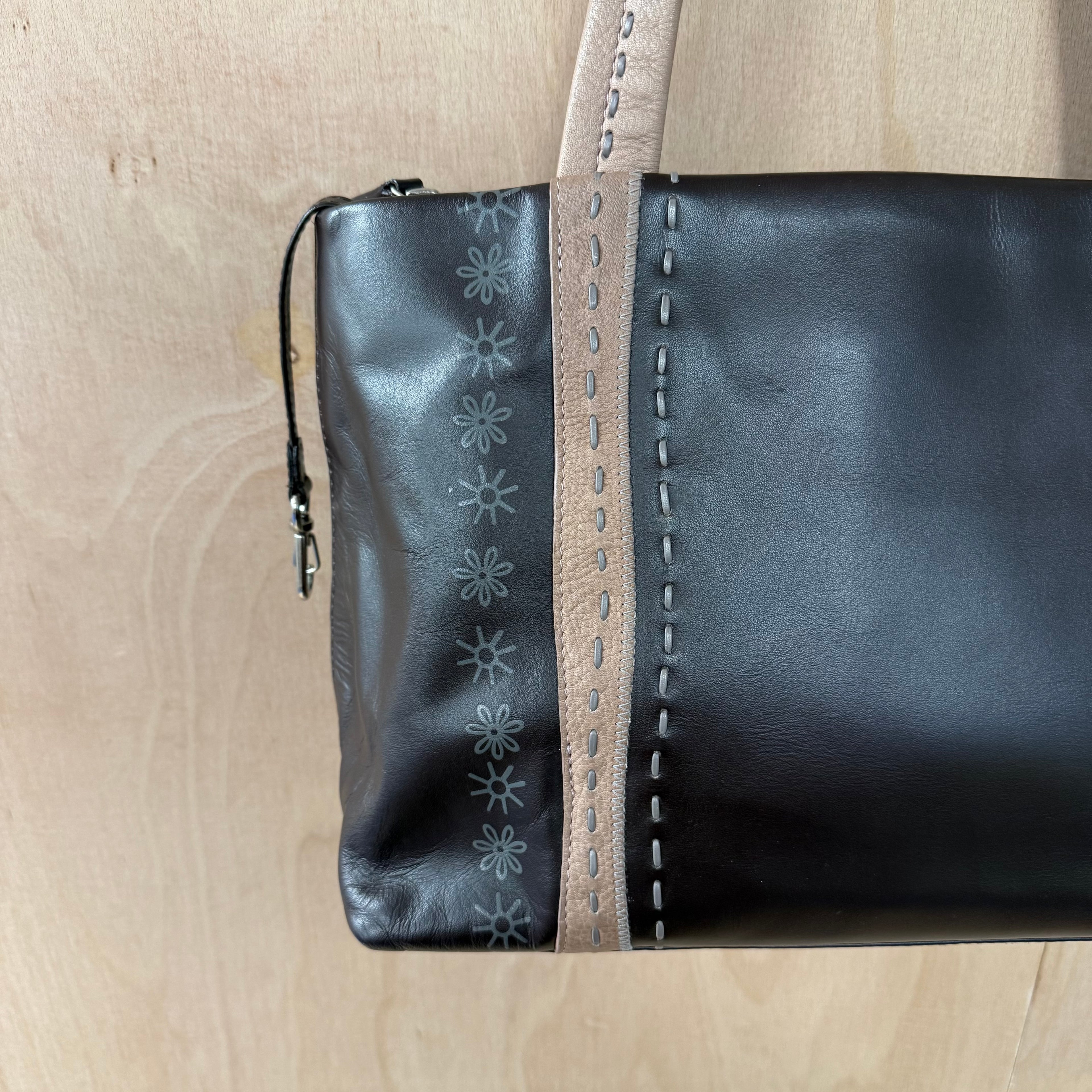 Radley brown leather shoulder bag with floral detail