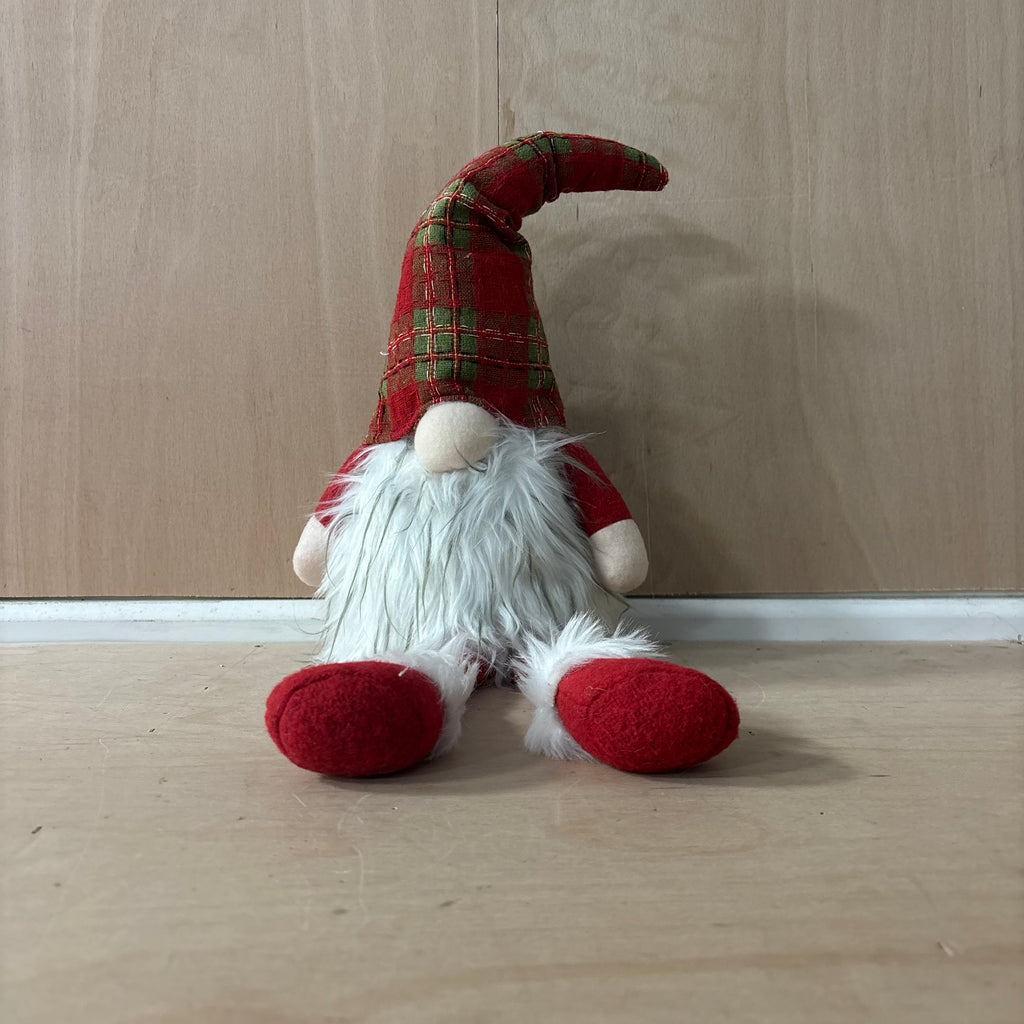 Festive dangly legs red & green tartan battery operated gonk