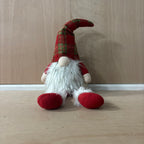 Festive dangly legs red & green tartan battery operated gonk