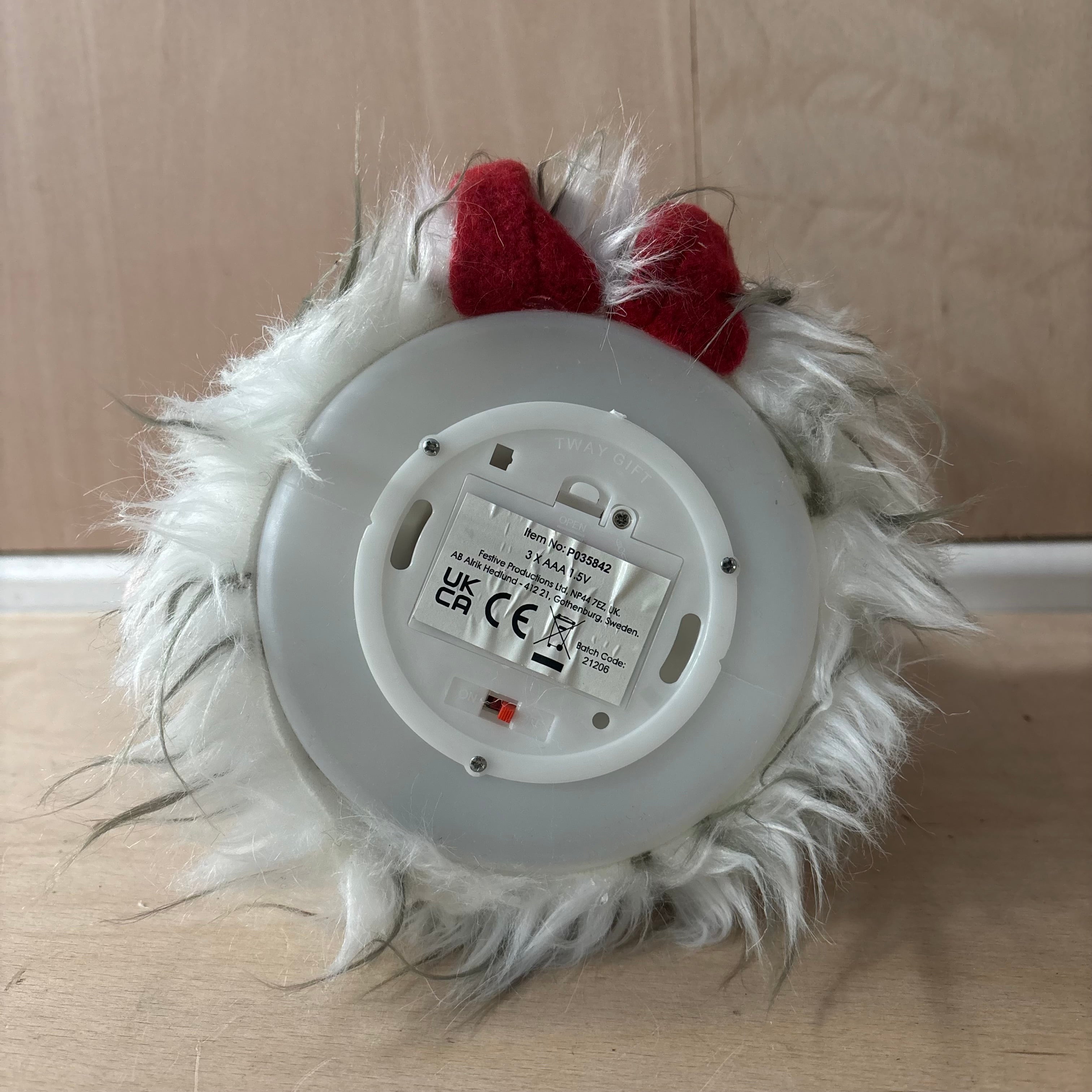 Festive dangly legs red & green tartan battery operated gonk