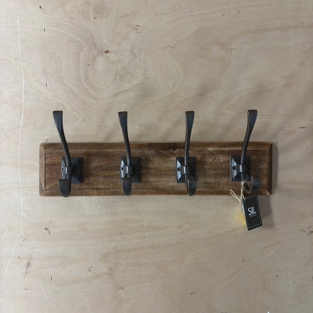 Hooks with wooden base