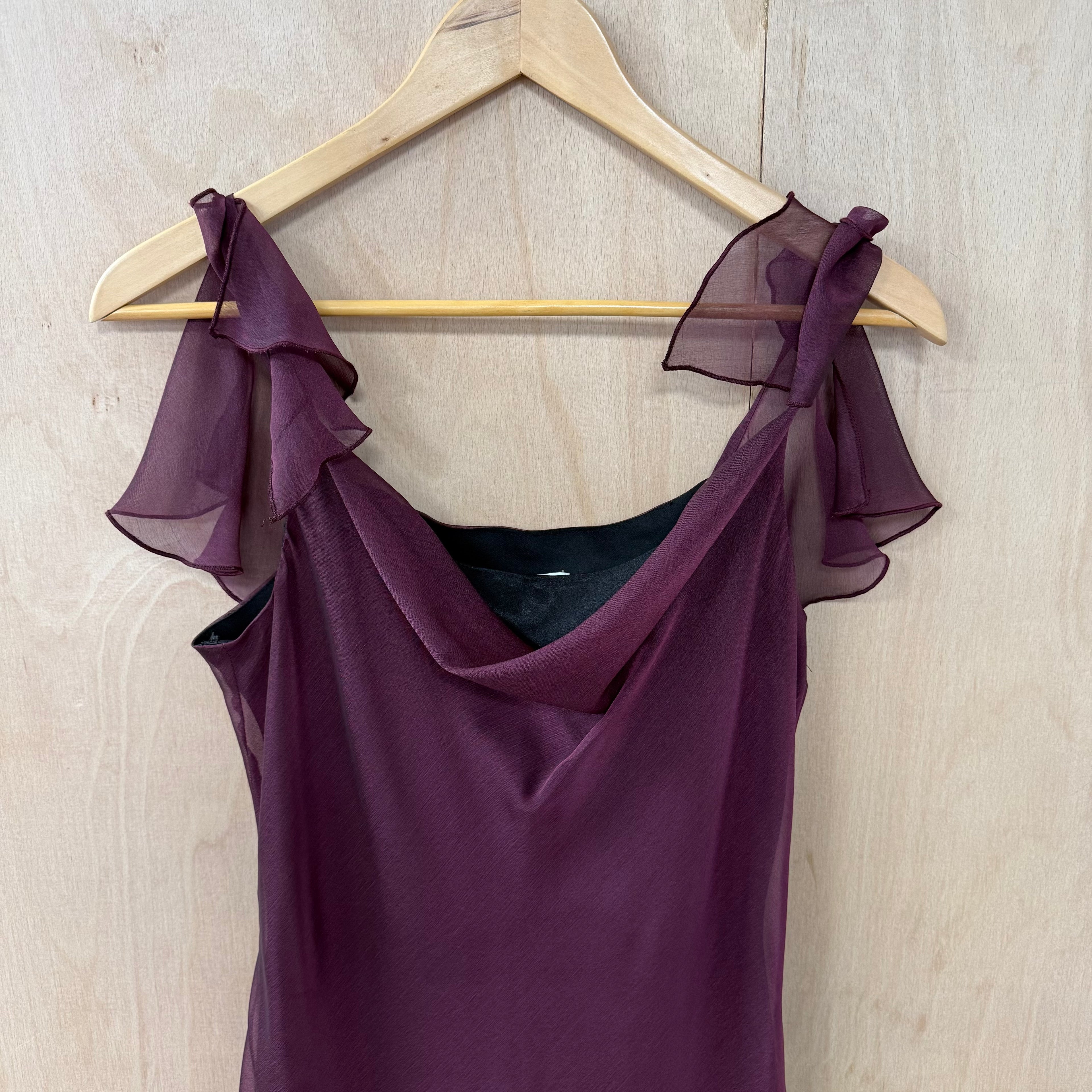 Wallis vintage purple floaty maxi dress size 12 petite