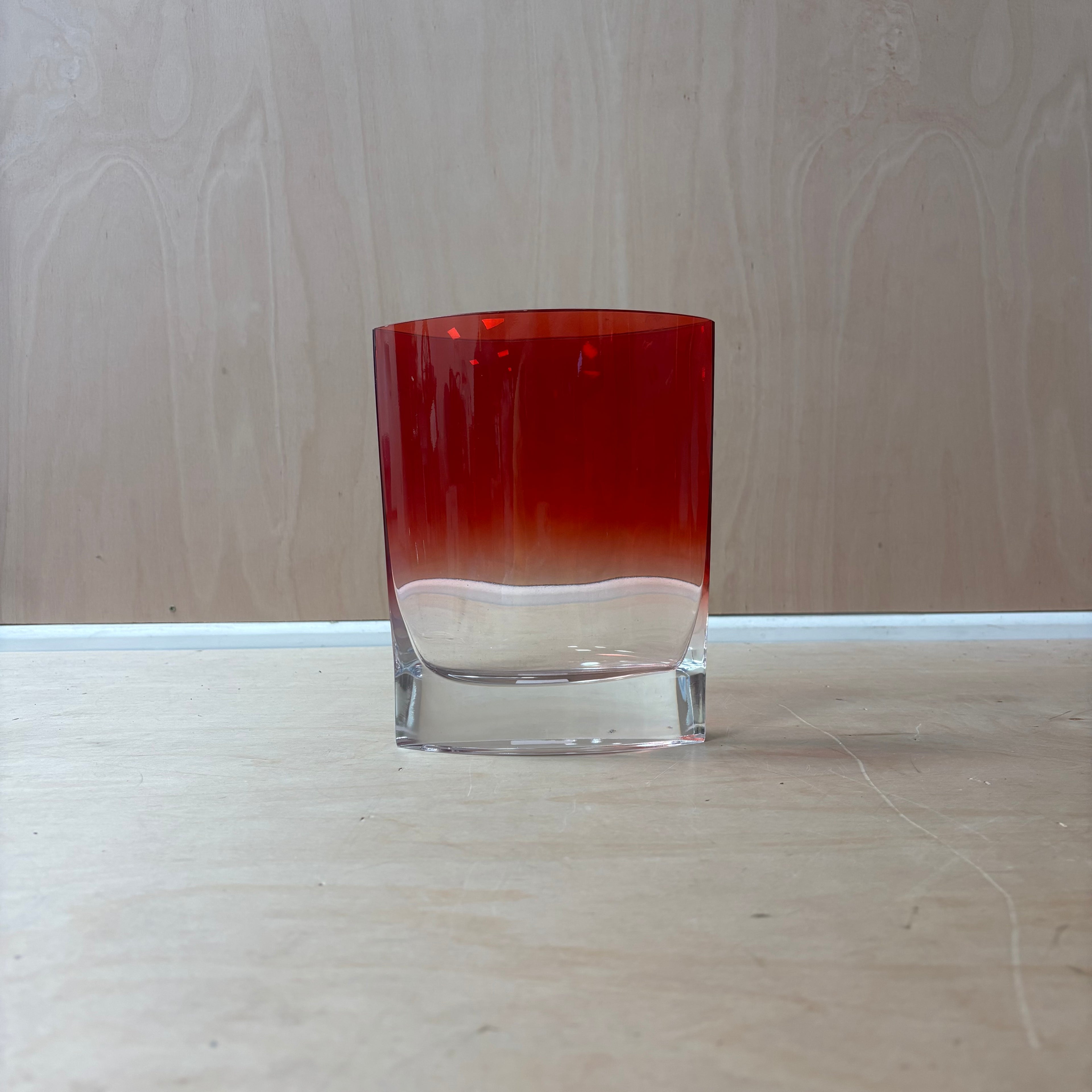 Large oval coloured glass vase