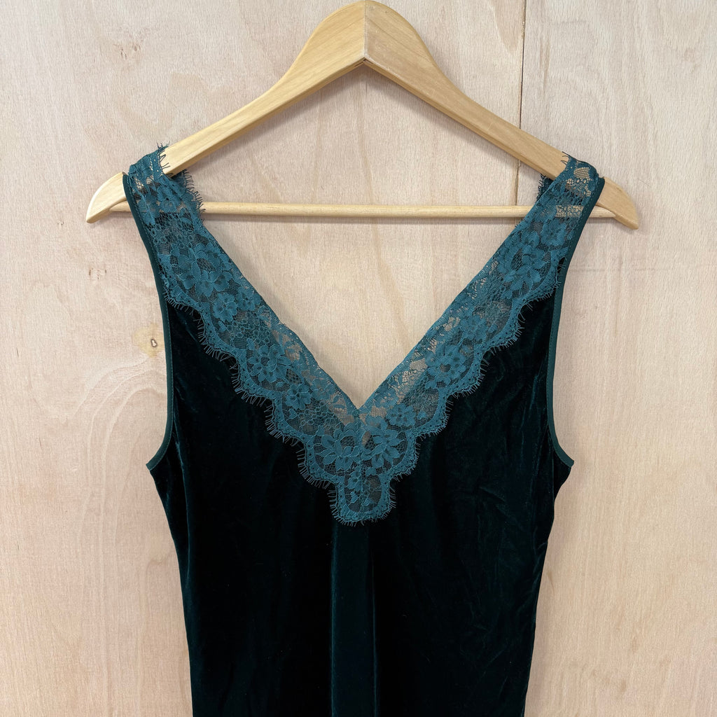 Zara emerald green velvet and lace bodycon dress size small