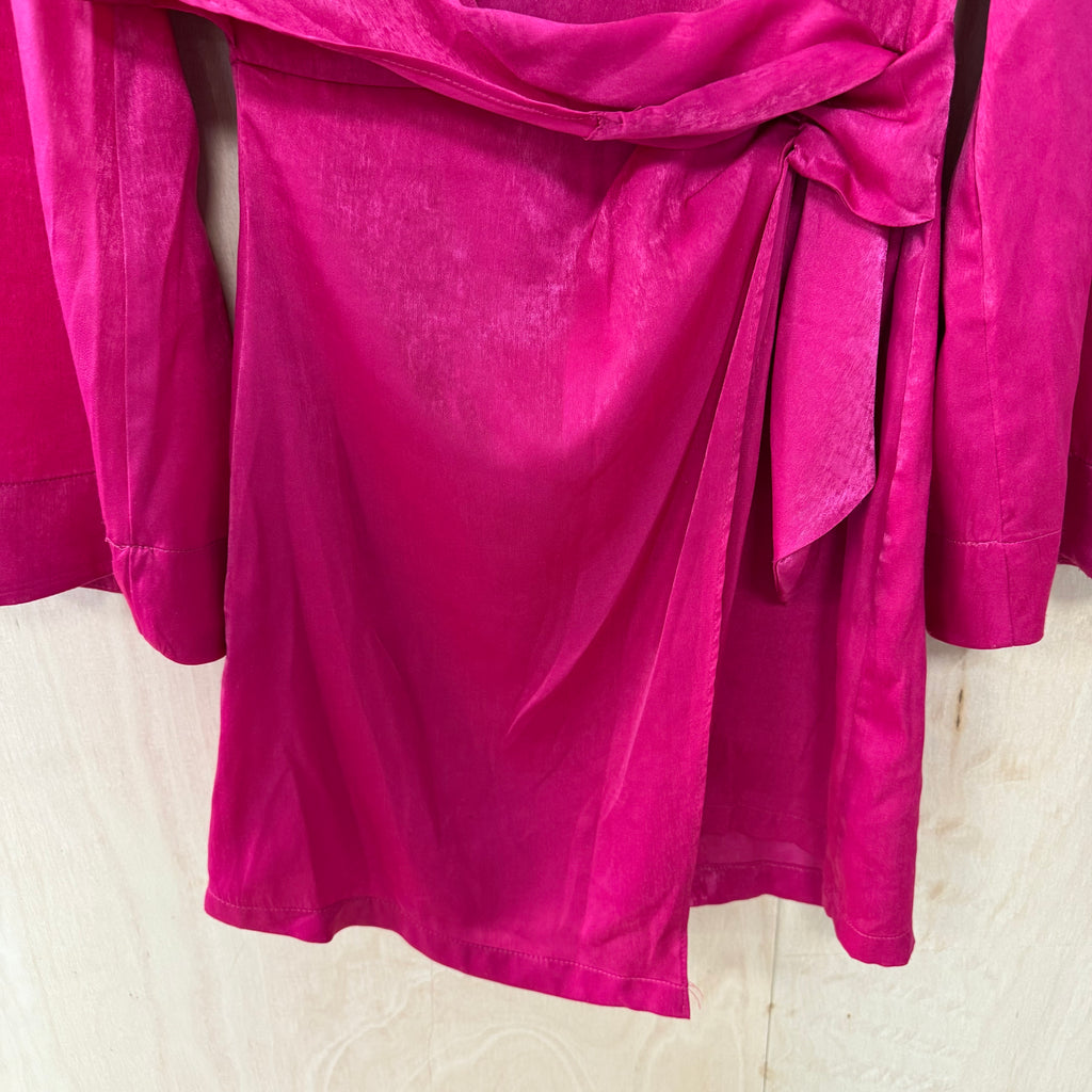 Zara pink berry tie side dress size small brand new