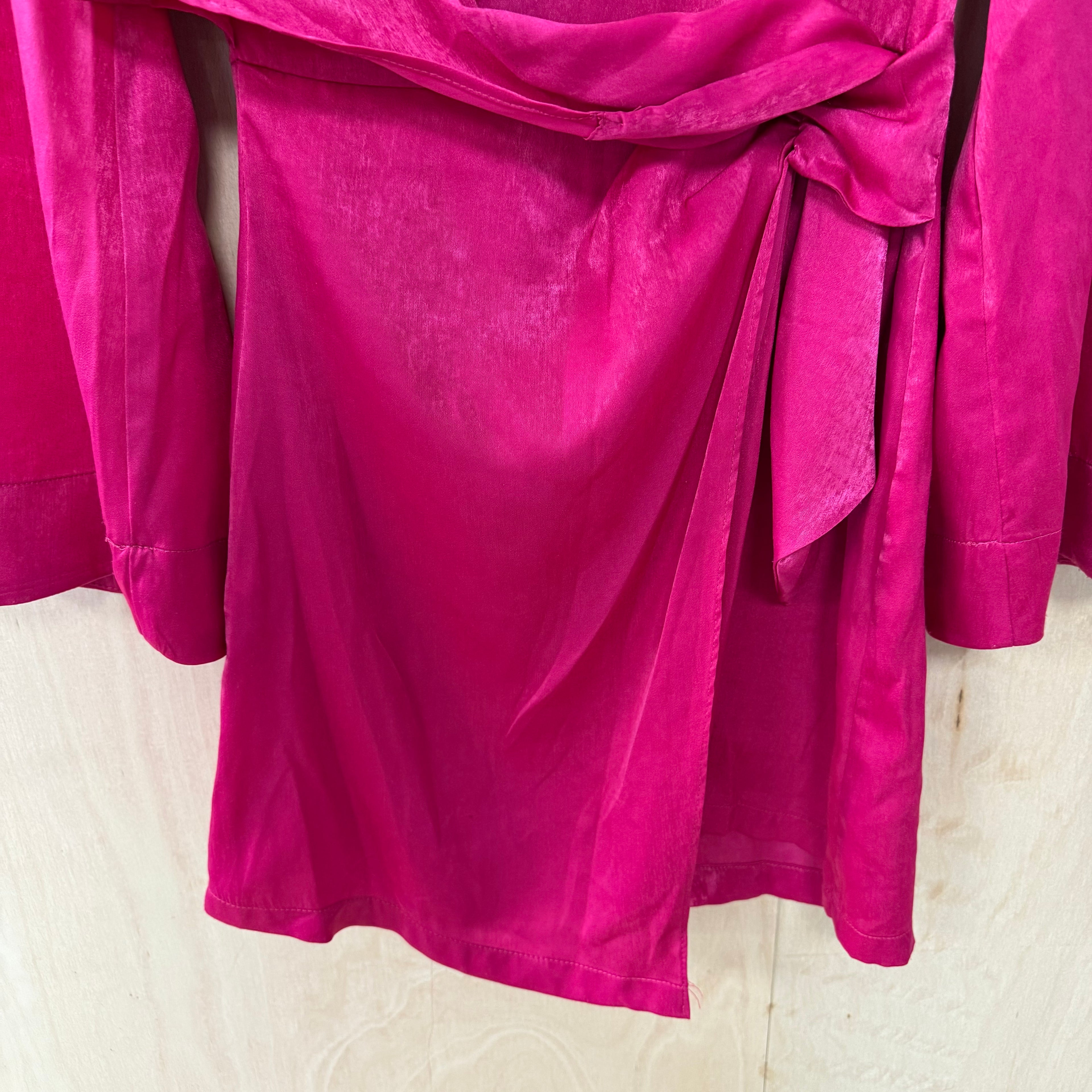 Zara pink berry tie side dress size small brand new