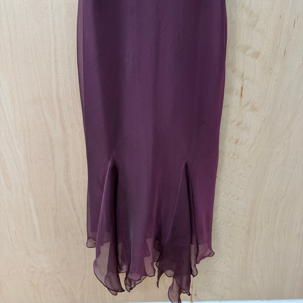 Wallis vintage purple floaty maxi dress size 12 petite