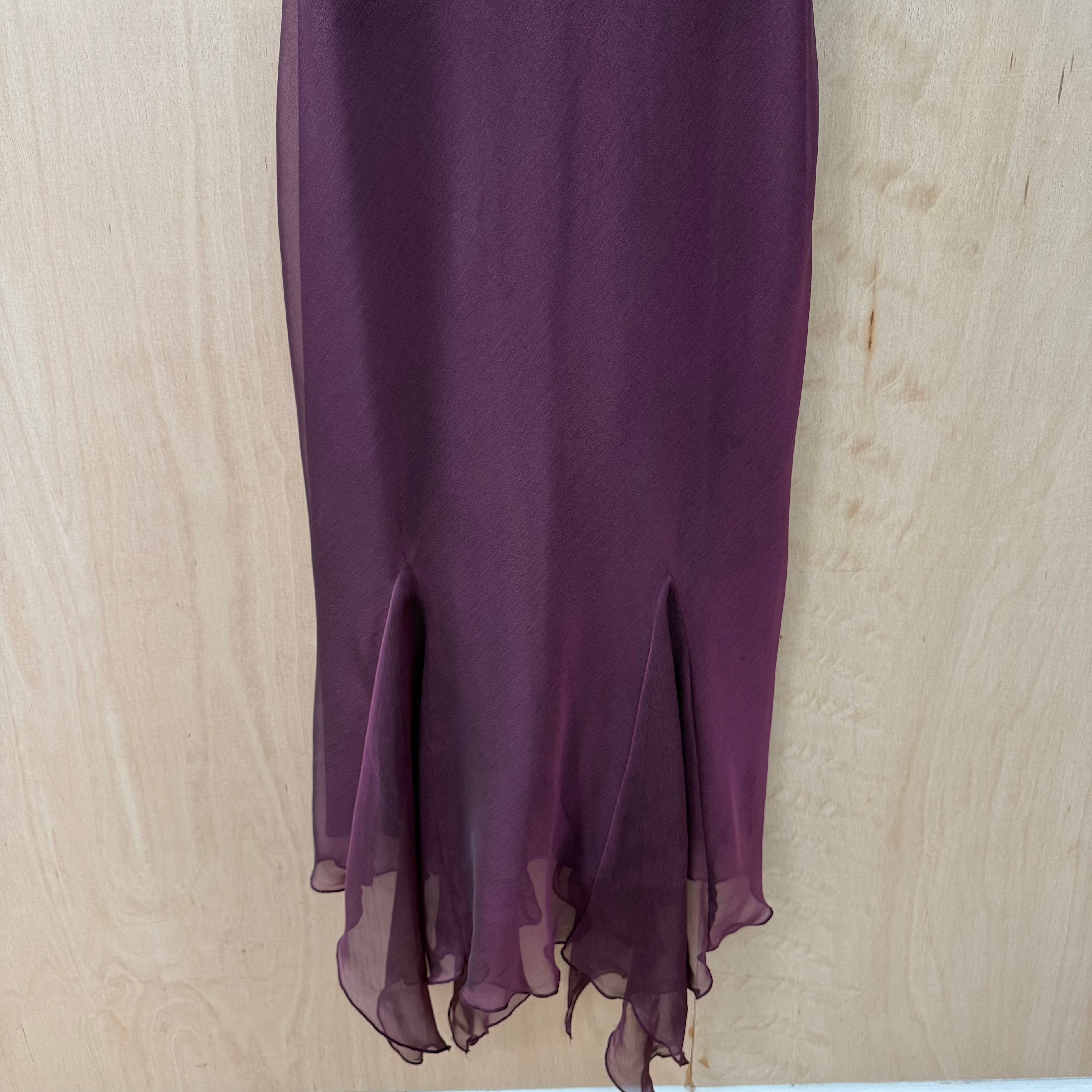 Wallis vintage purple floaty maxi dress size 12 petite