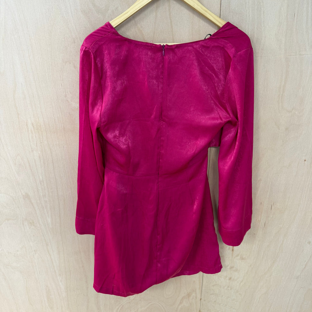 Zara pink berry tie side dress size small brand new