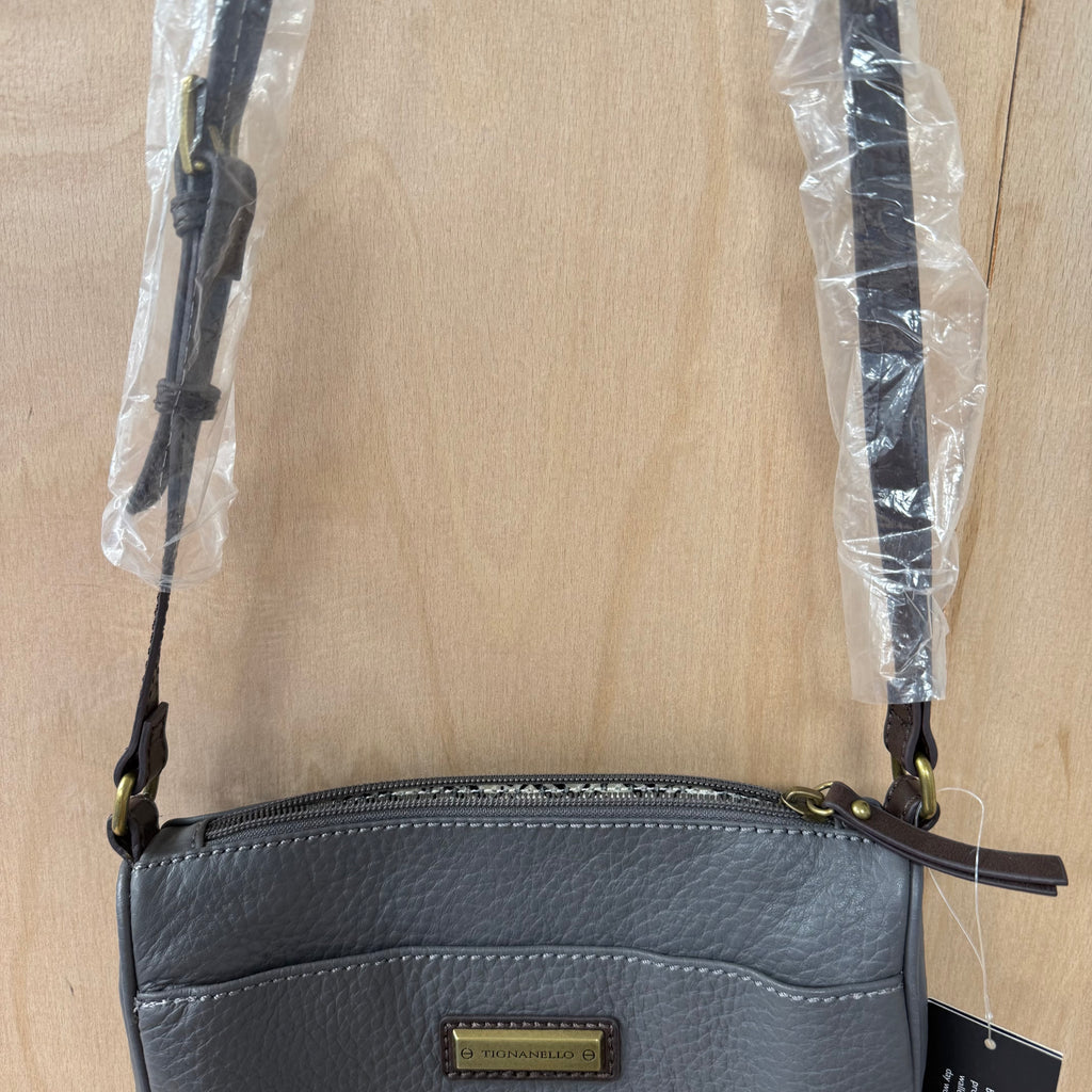 Tignanello grey genuine leather cross body bag brand new
