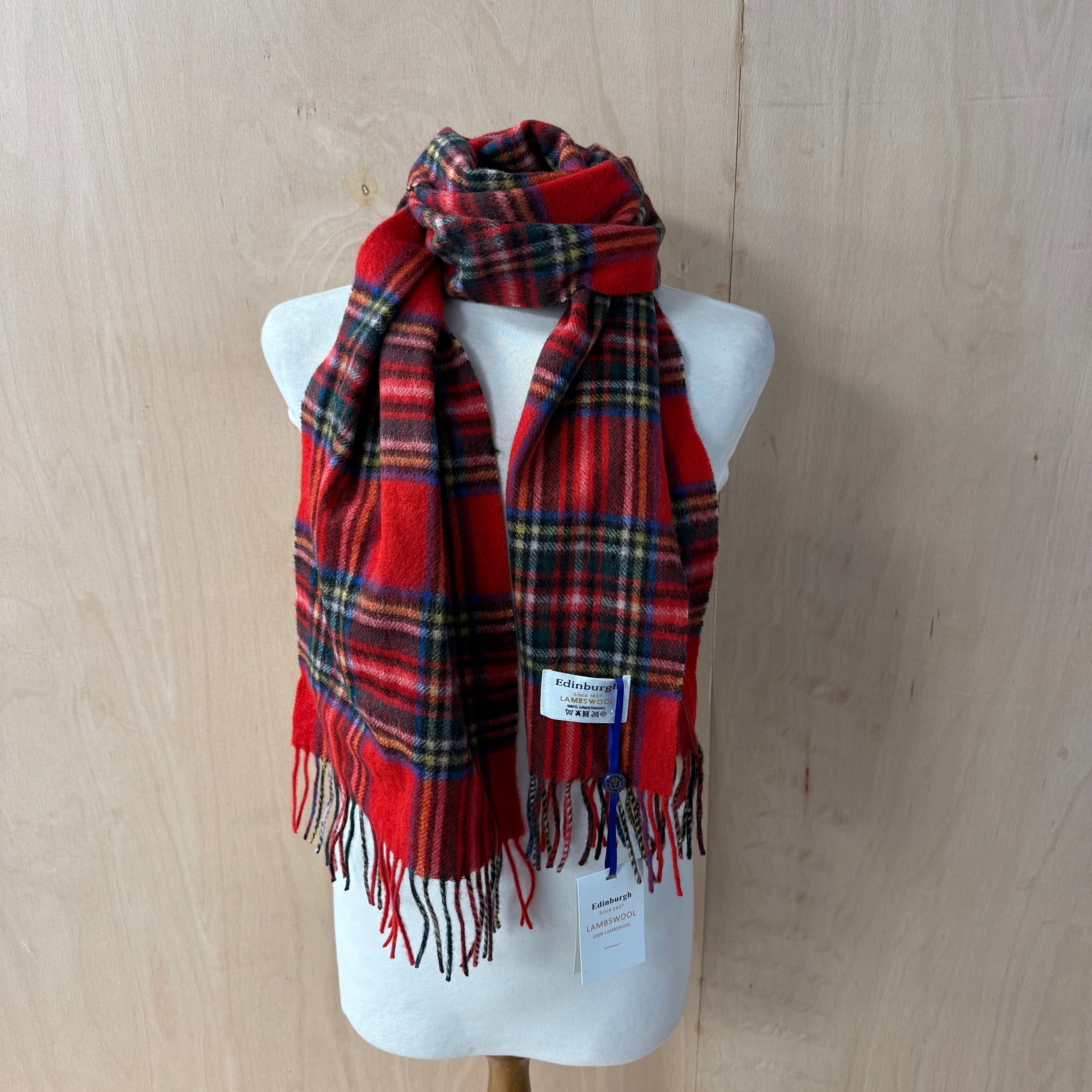 Edinburgh lambswool scarf red tartan brand new with tags
