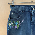 Girls river island denim midi skirt with floral detail size 13-14 years