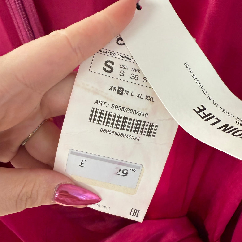 Zara pink berry tie side dress size small brand new