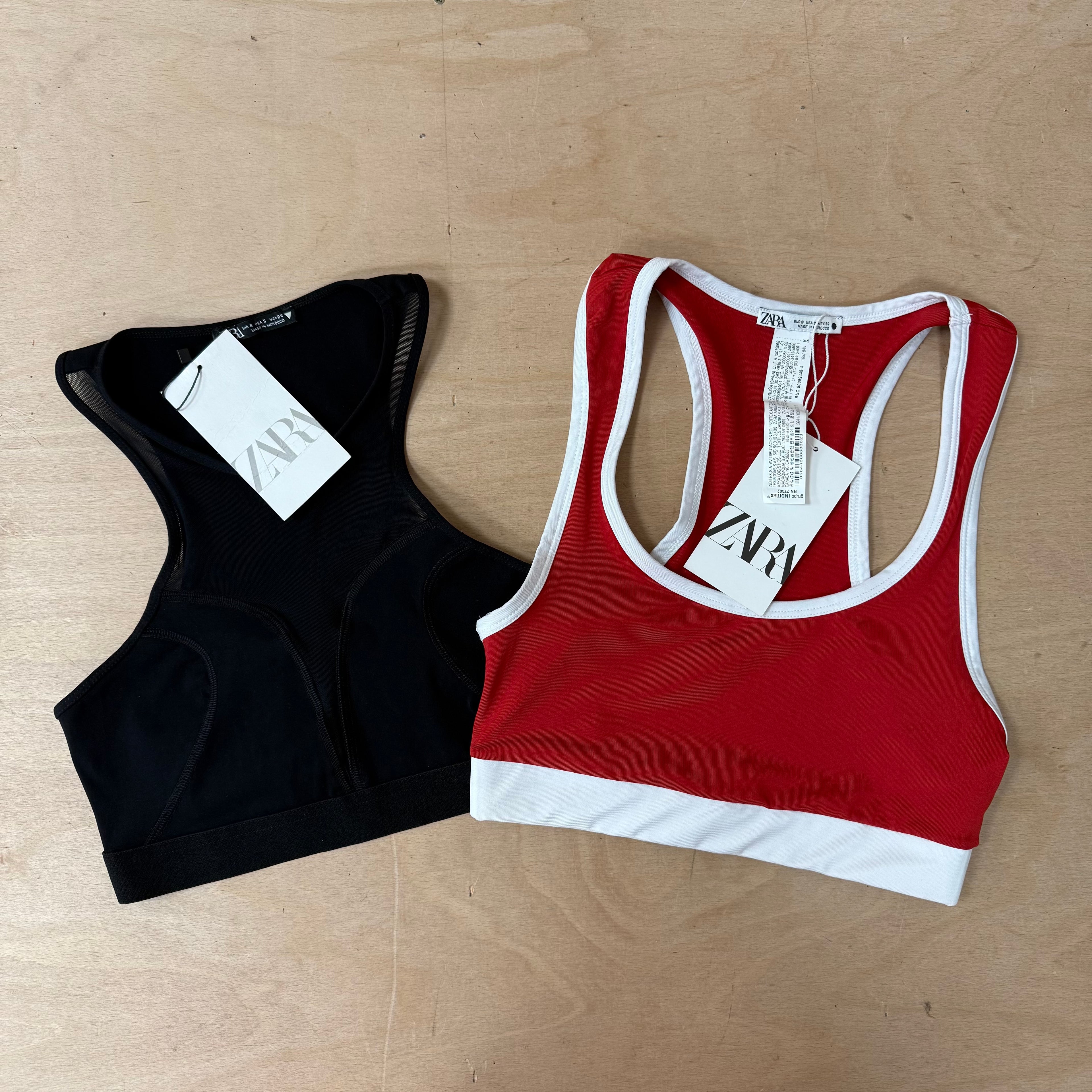 Zara sports top bundle x 2 size small red and black