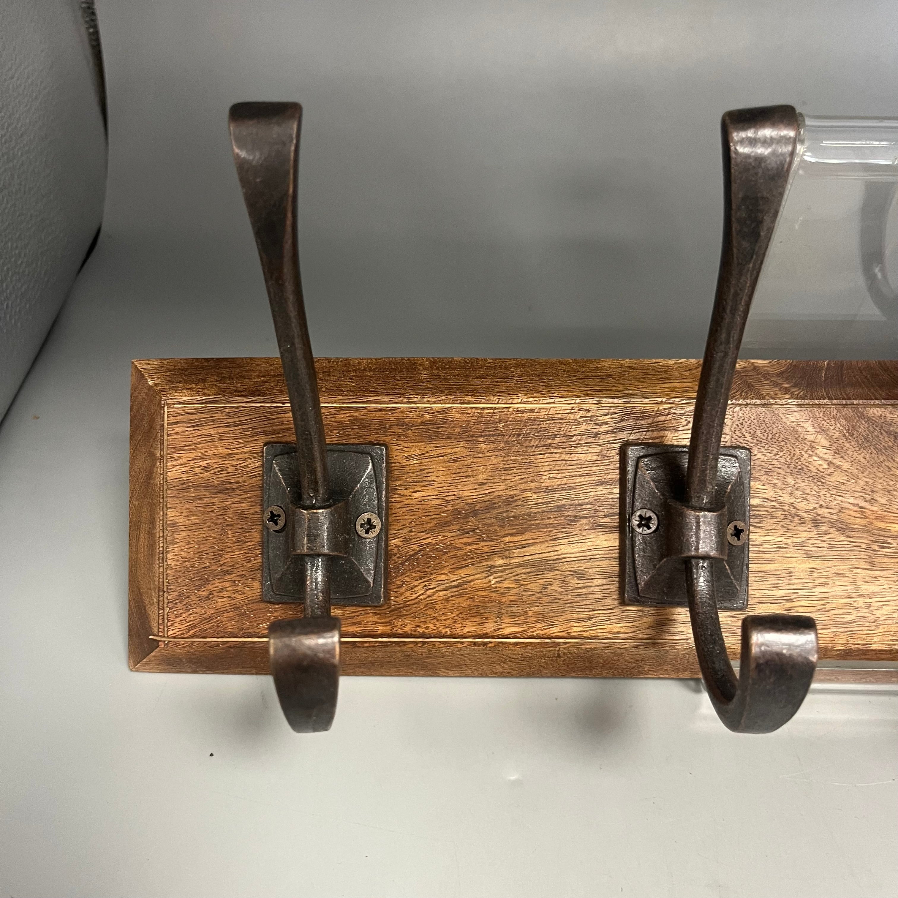 Hooks with wooden base