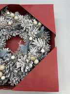 Christmas wreath boxed sage & white