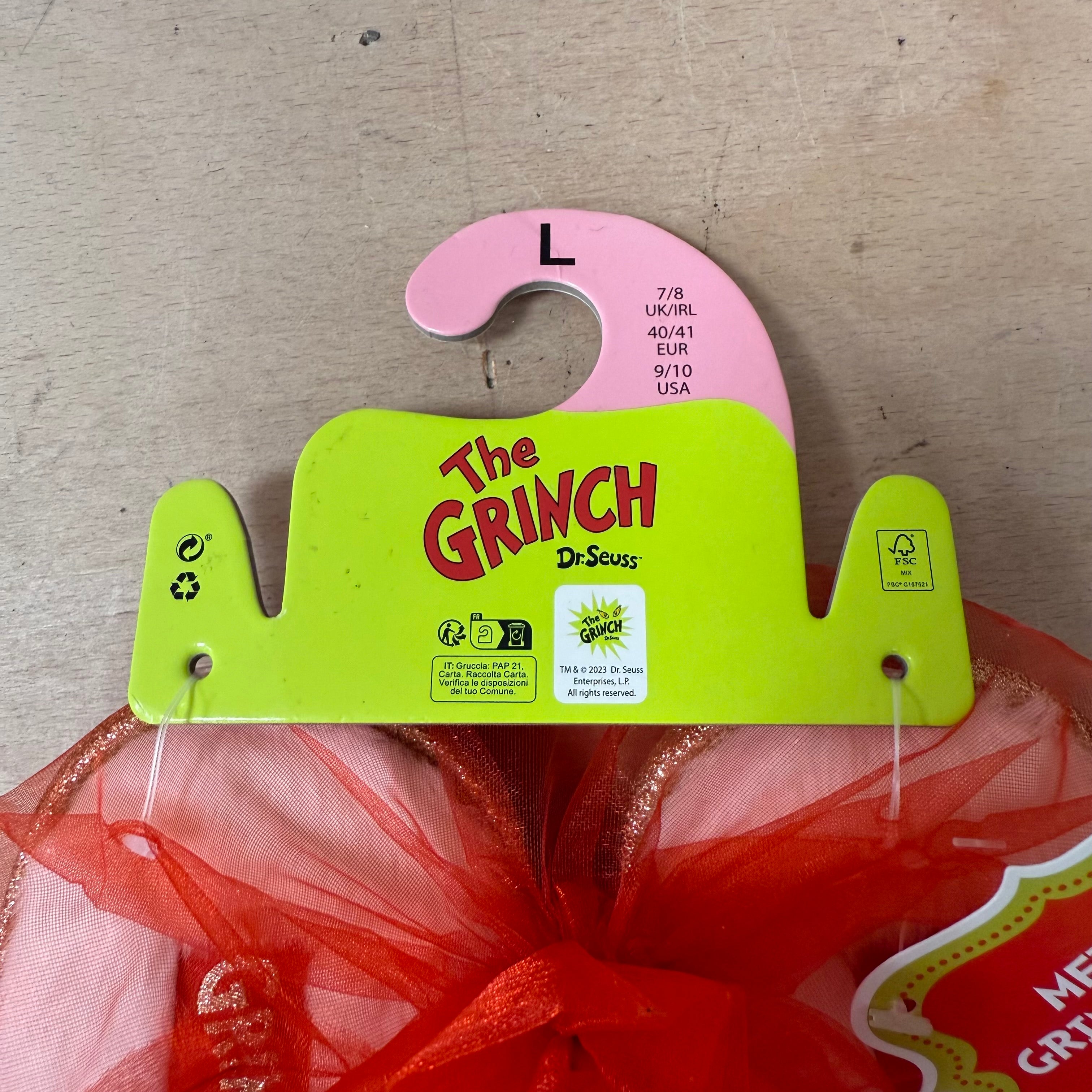 The grinch christmas slippers gift wrap bag size 7/8
