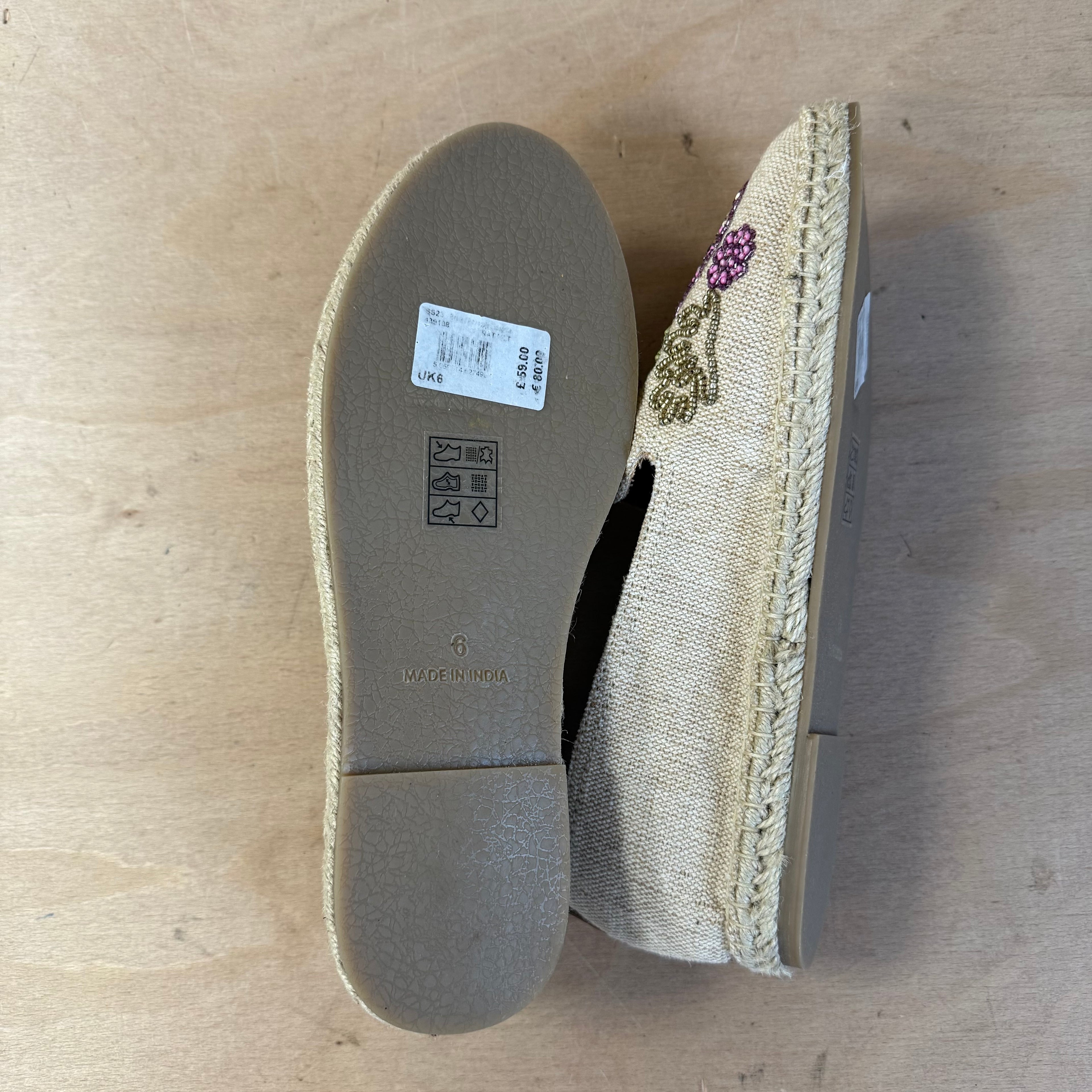 White stuff embroidered espadrille shoes size 6UK