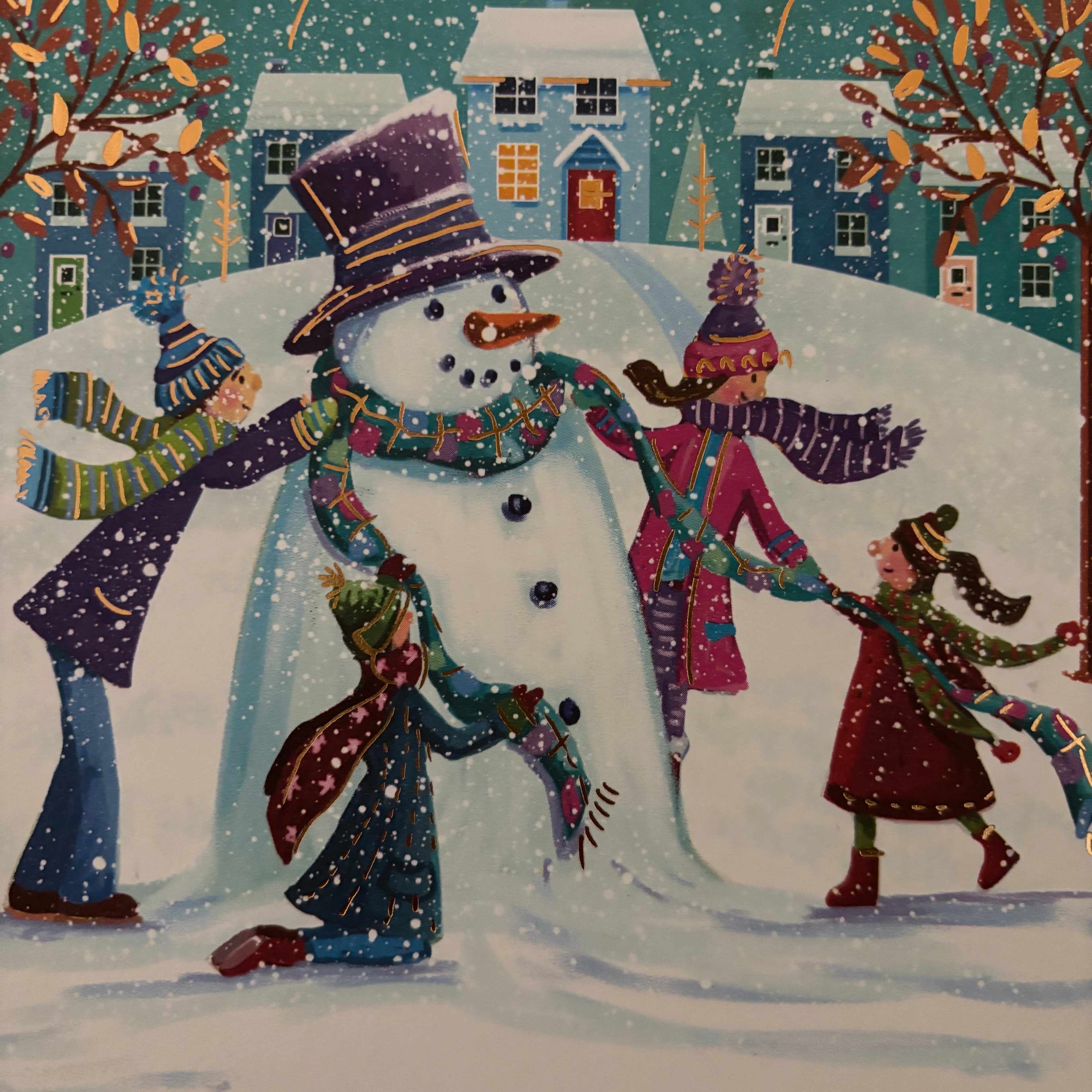 Colourful snowman 10 pack christmas cards