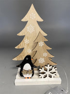 Festive wooden penguin christmas decoration