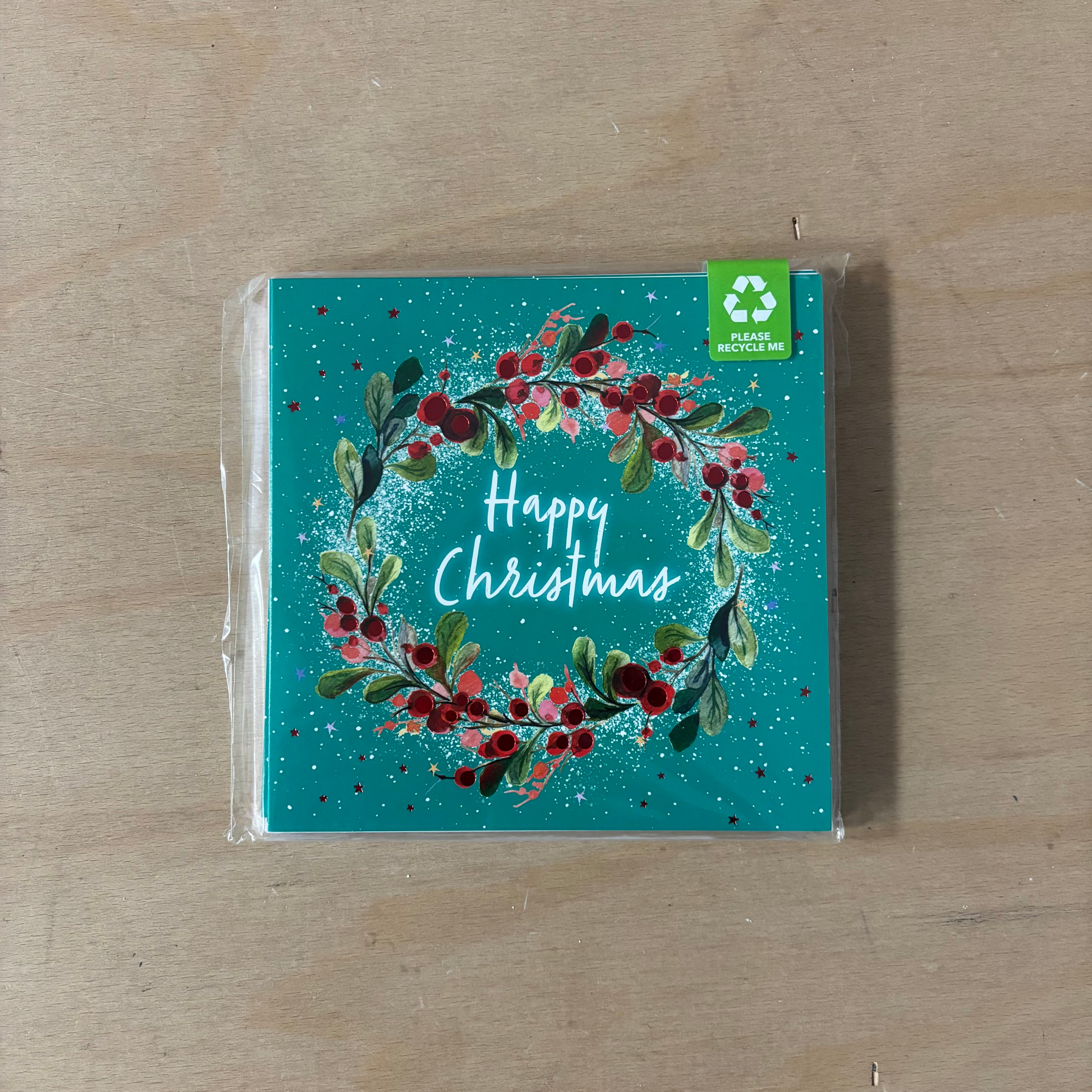 Christmas berry wreath 10 pack christmas cards