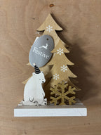 Festive wooden polar bear christmas tree decoration