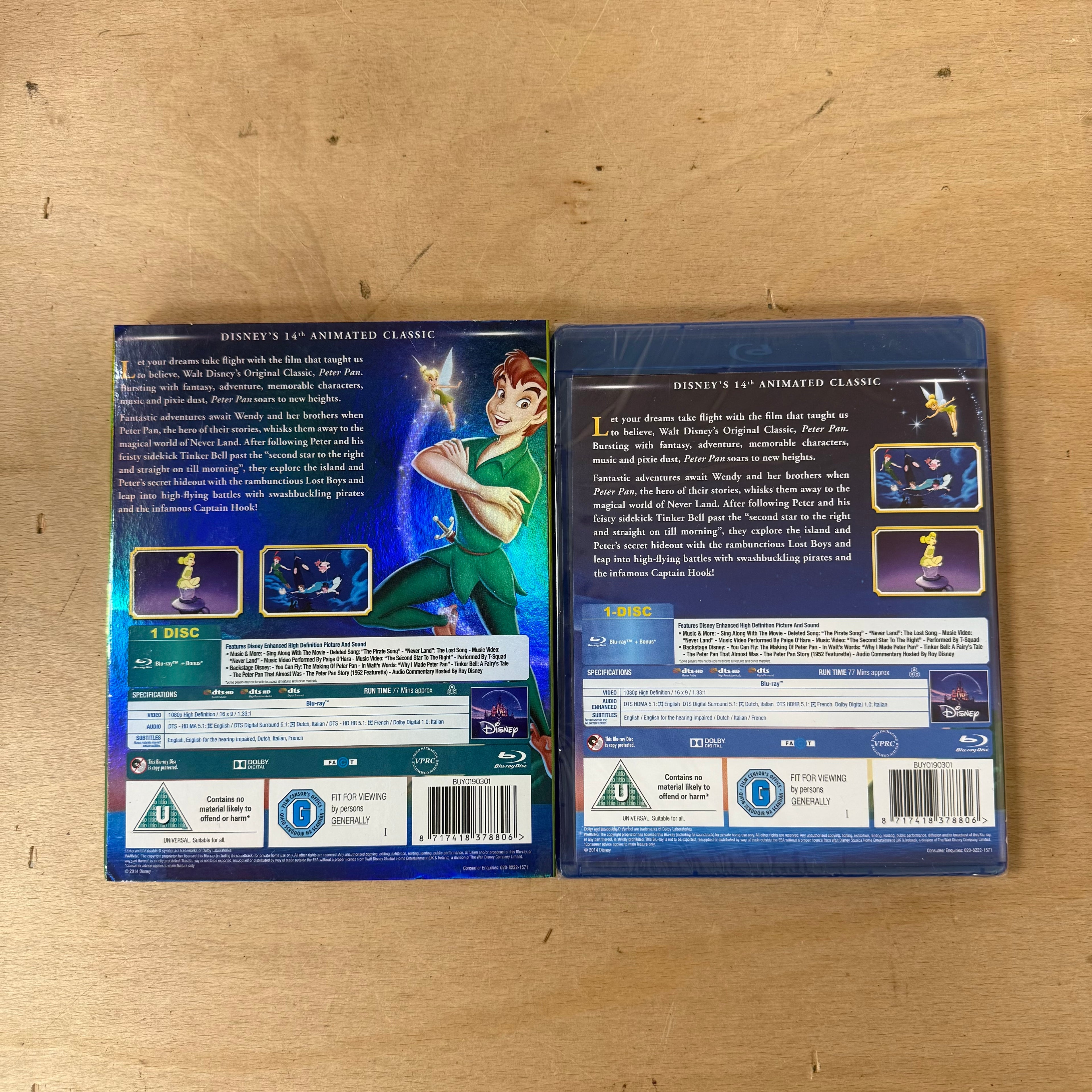 Peter Pan Disney classics blu-ray DVD new sealed