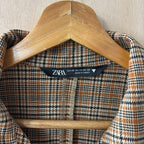 Zara brown plaid collard dress size x small