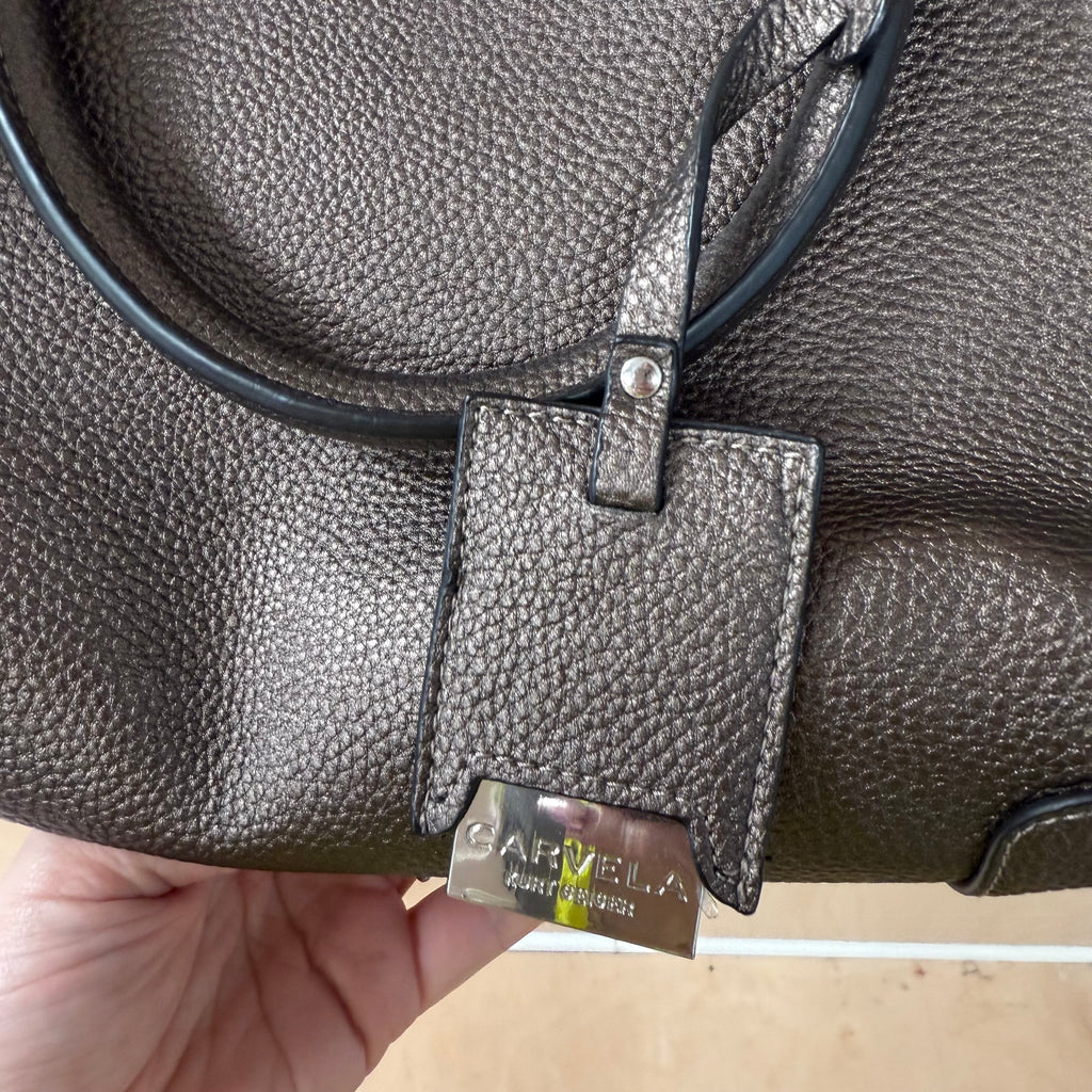 Carvela dark glitter faux leather handbag tote shoulder bag